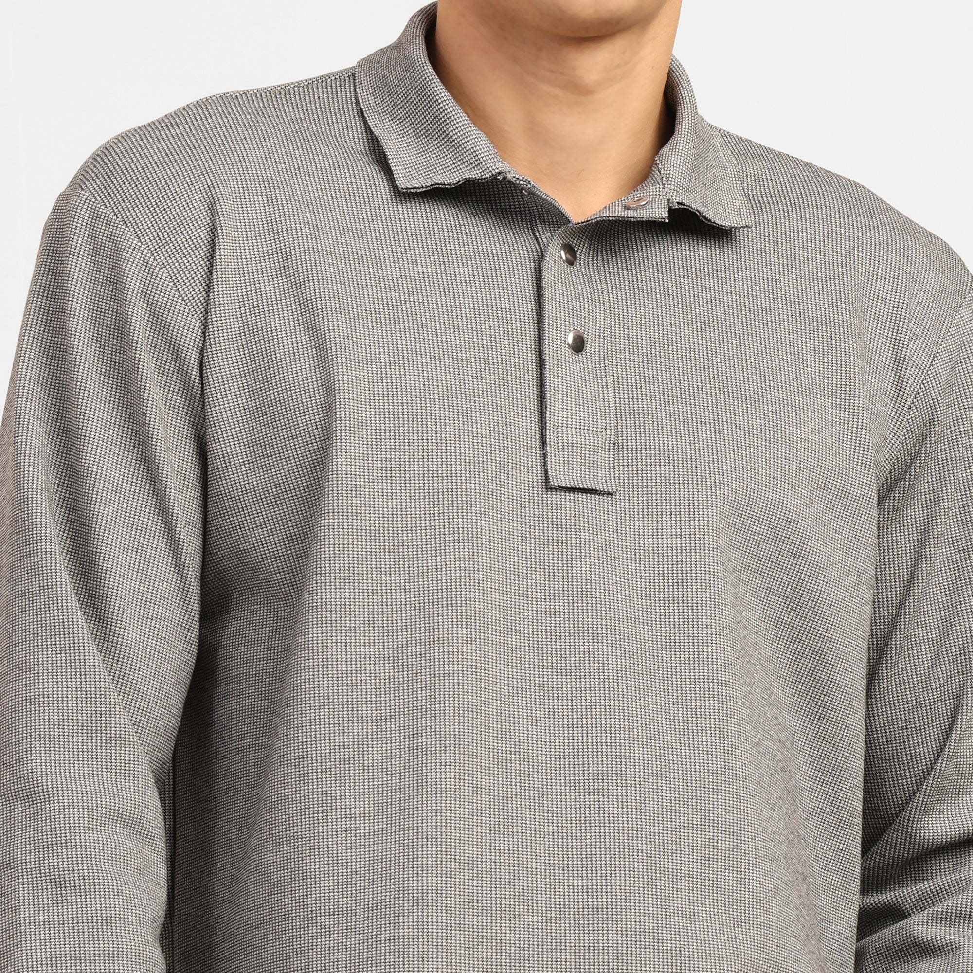 Light Grey Knitted Collar T-Shirt