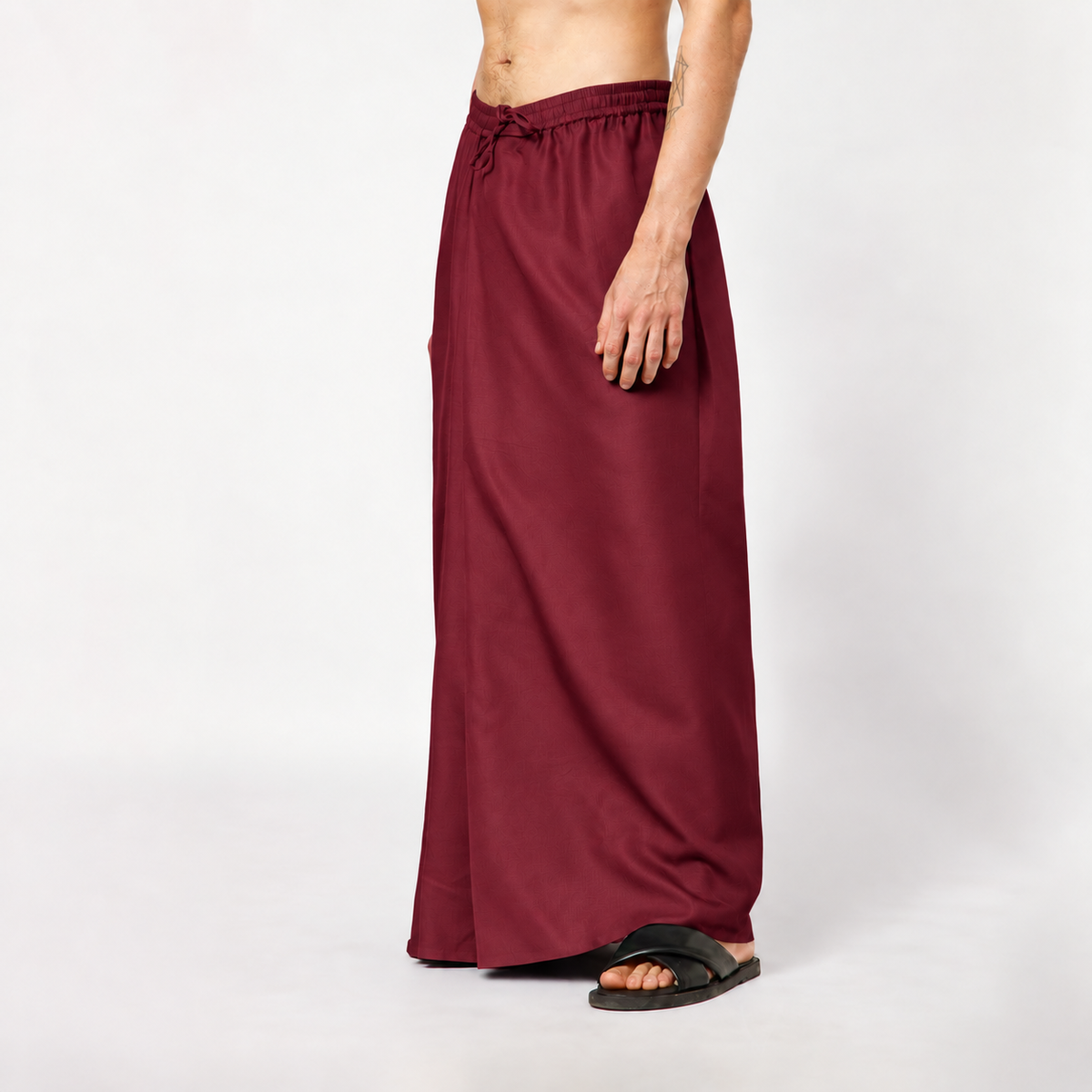Maroon Dhoti With Elasticated Waistband