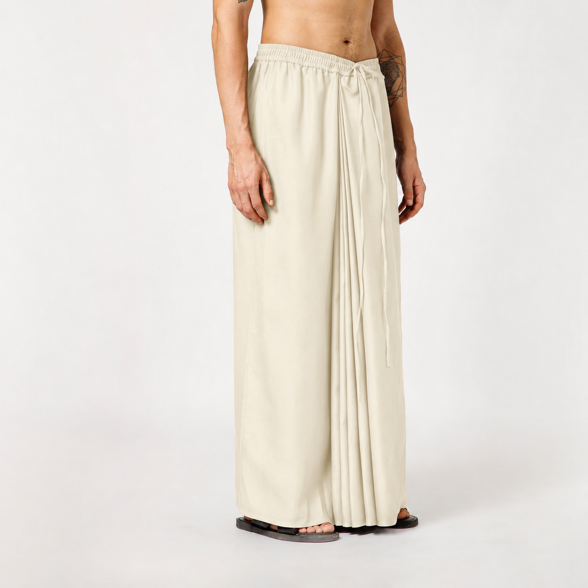 Off White Dhoti With Elasticated Waistband