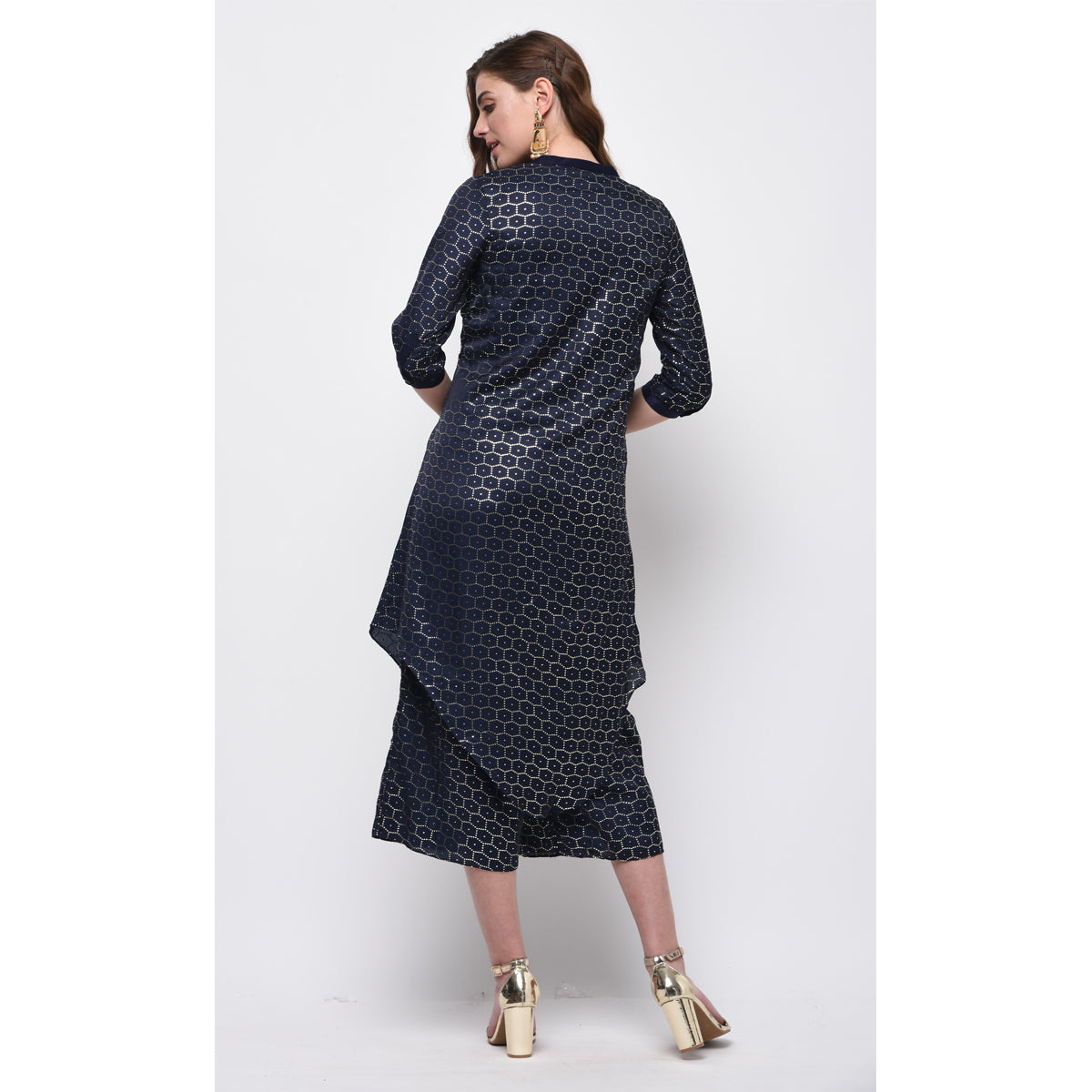 Navy blue tunic with chinese collar