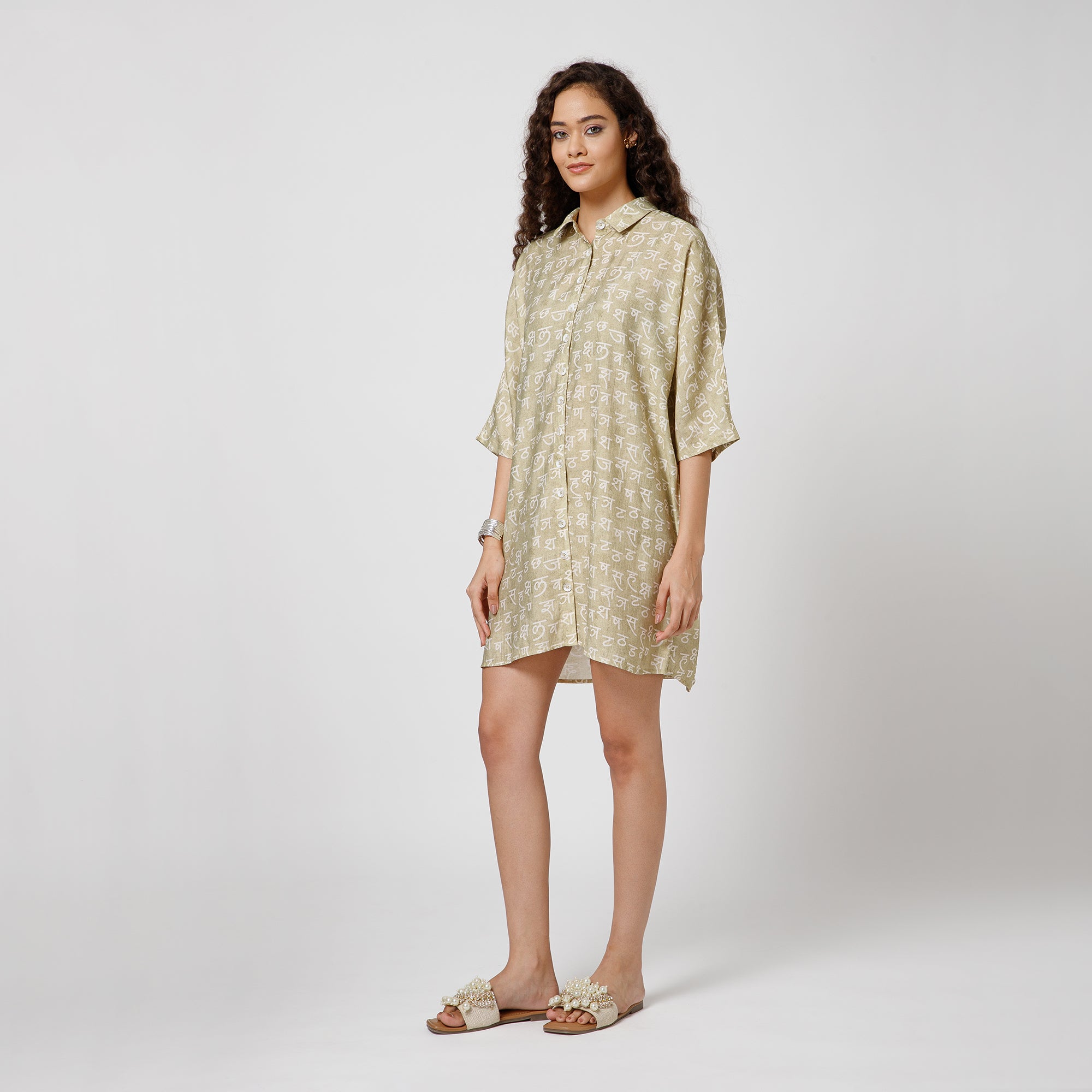 Hindi Print Kaftan Top