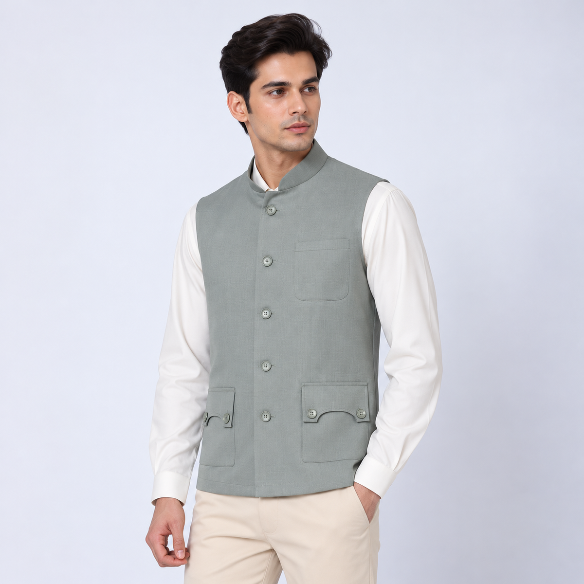 Light Green Shaket Without Sleeve