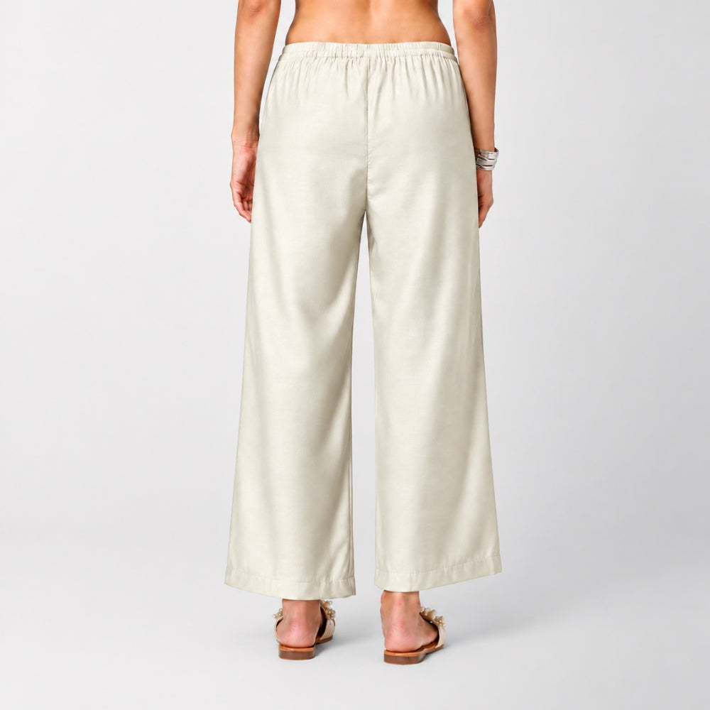 Off White Suede Satin Palazzo
