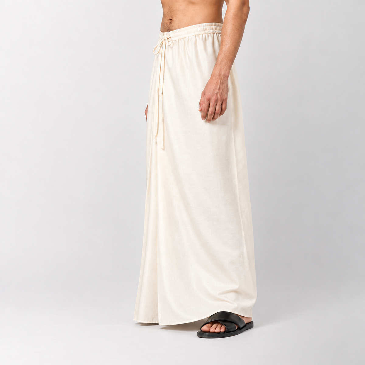 Off White Dhoti With Elasticated Waistband