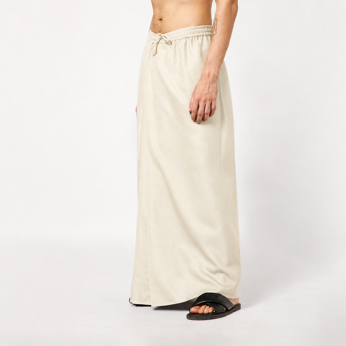 Off White Dhoti With Elasticated Waistband