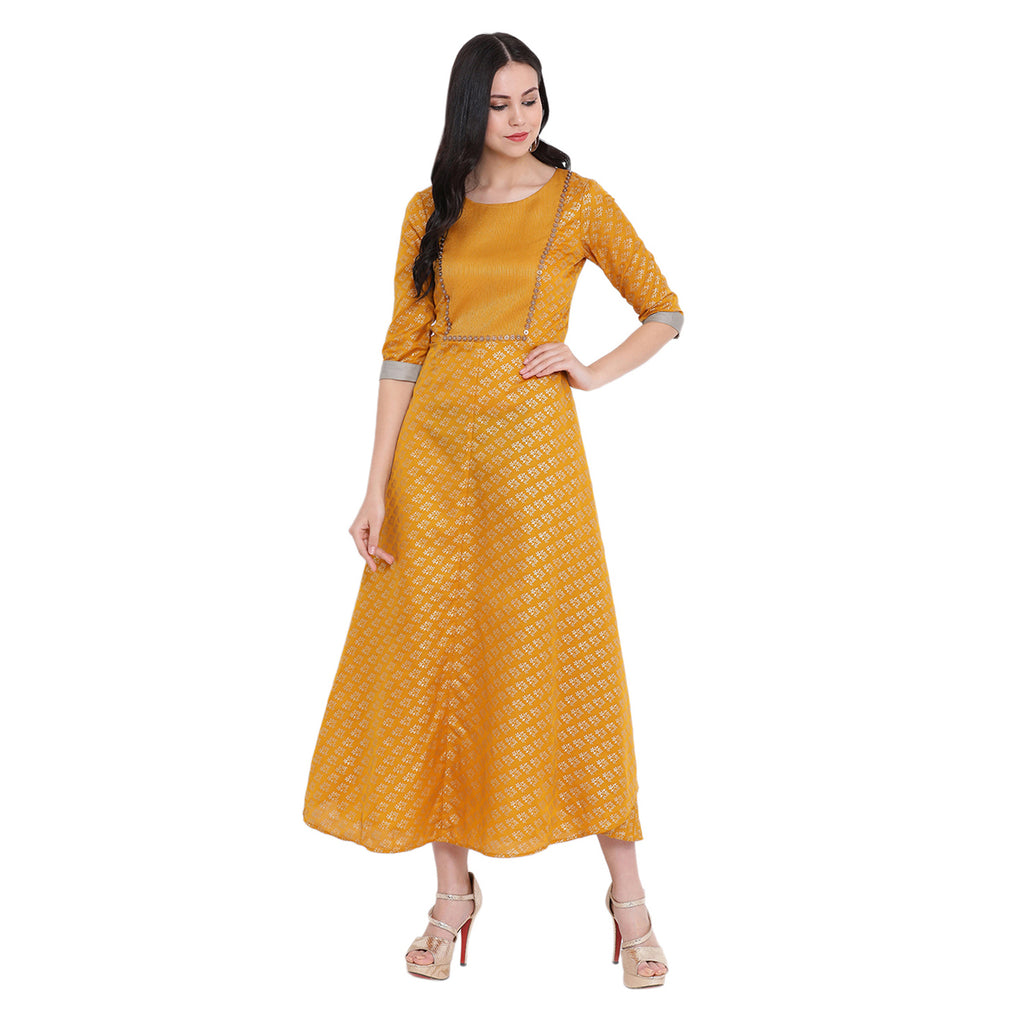 Yellow long double layer dress with overlap at back