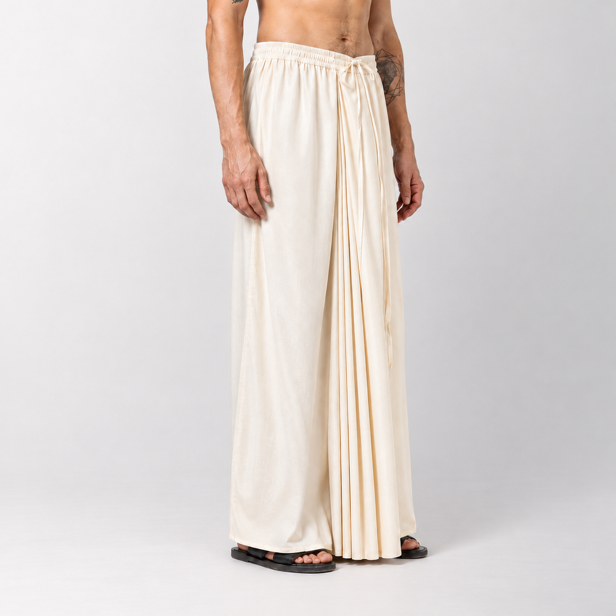 Off White Dhoti With Elasticated Waistband