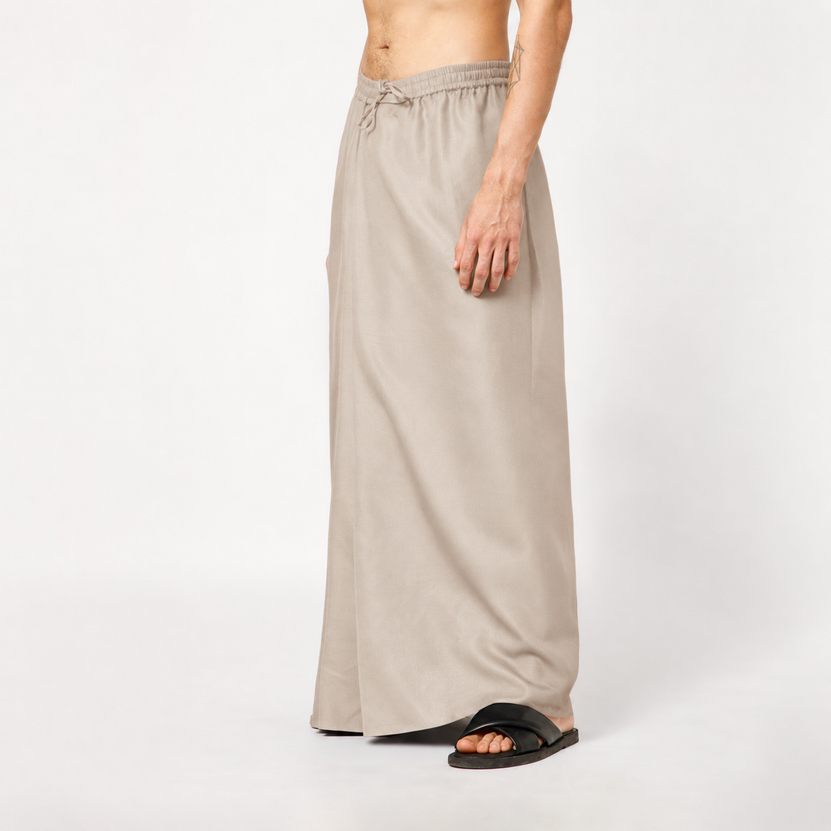 Beige Silk Dhoti With Elasticated Waistband