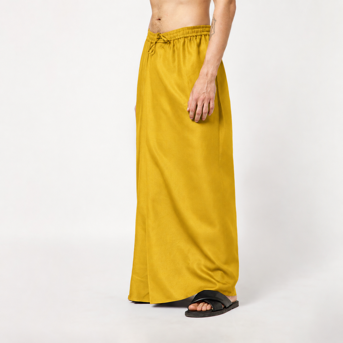 Olive Silk Dhoti With Elasticated Waistband