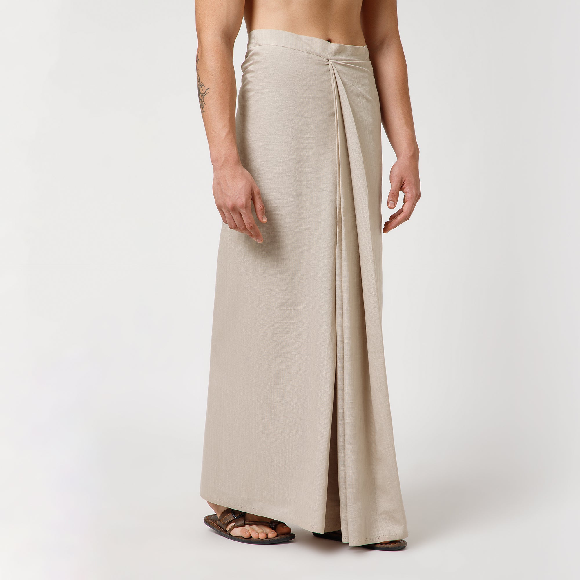 Beige Silk Dhoti