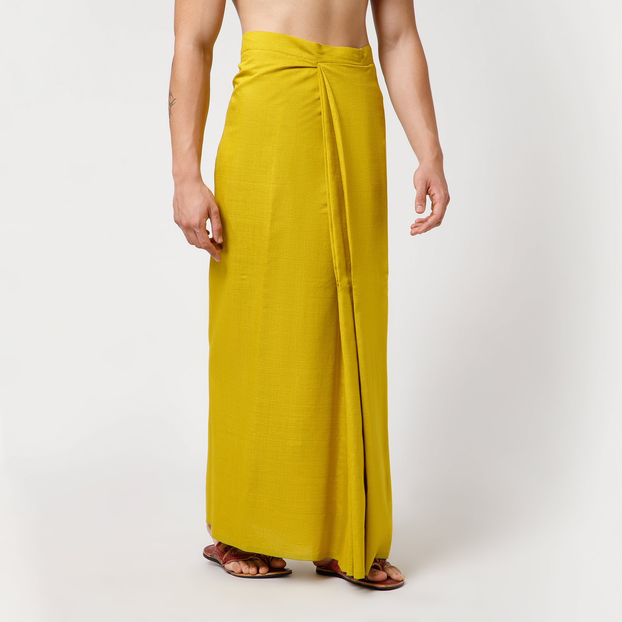 Olive Silk Dhoti
