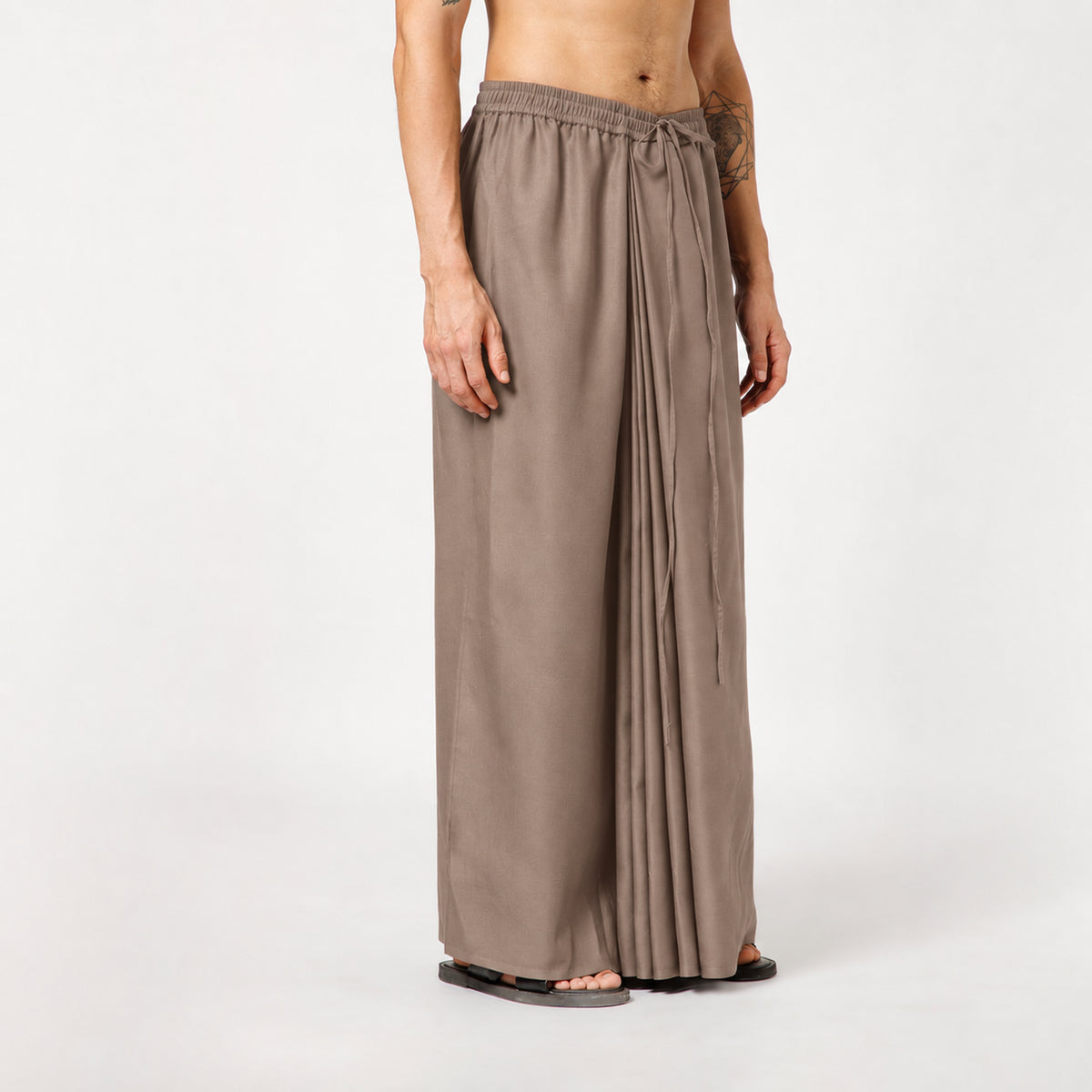 Brown Dhoti With Elasticated Waistband