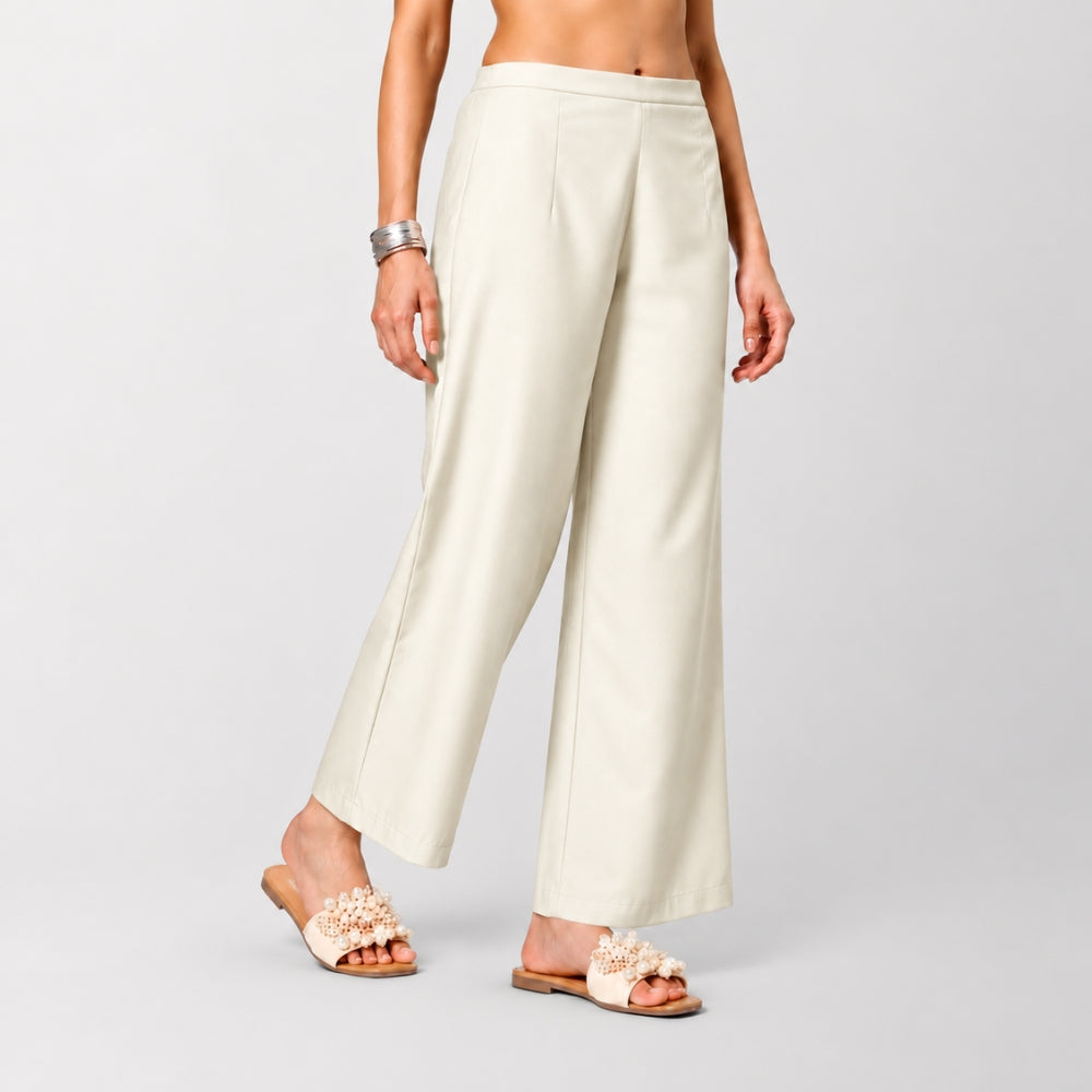 Off White Suede Satin Palazzo