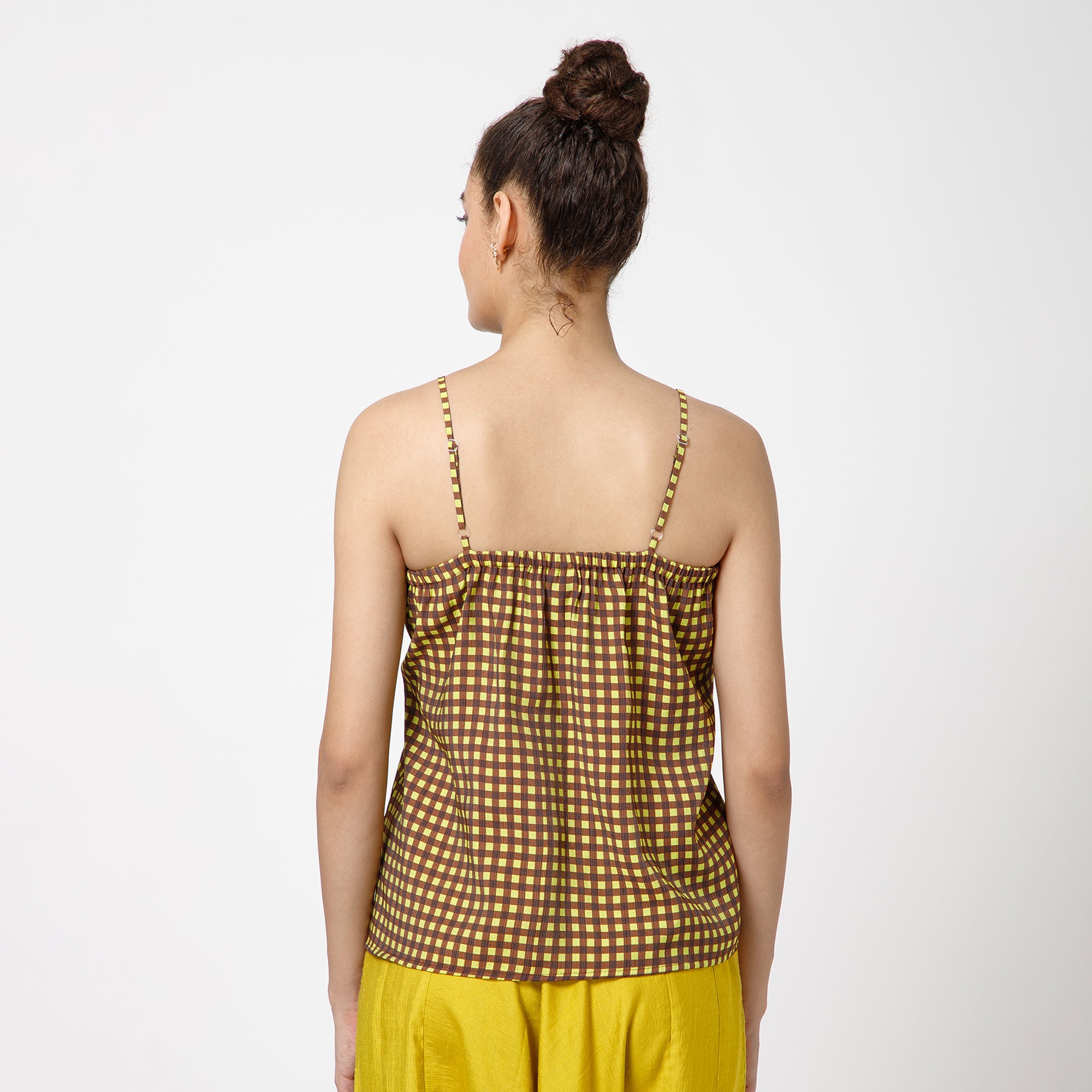 Brown Yellow Check Spaghetti