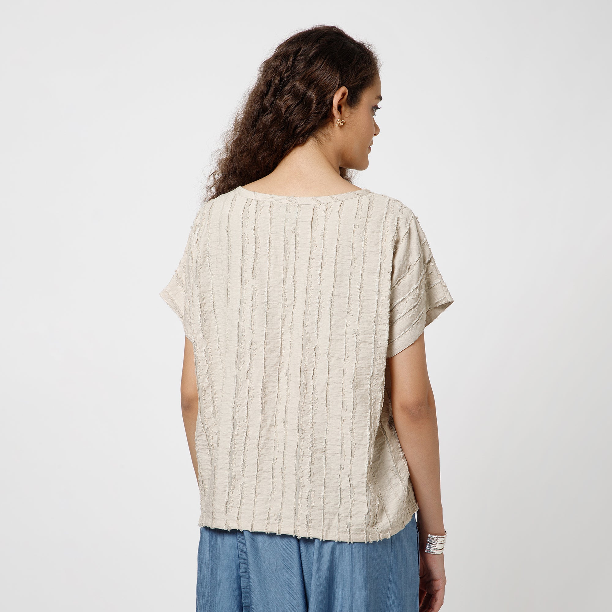 Beige Top Textured Fabric Top