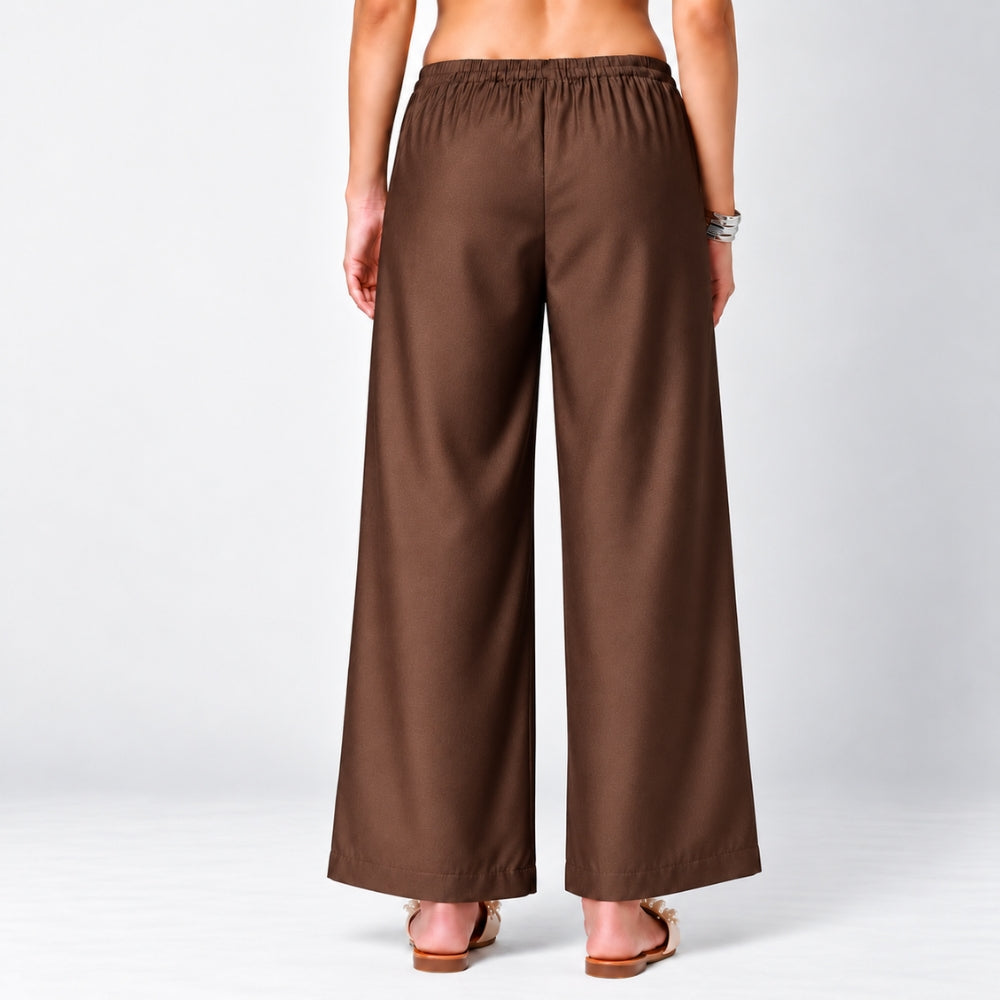 Brown Suede Satin Palazzo