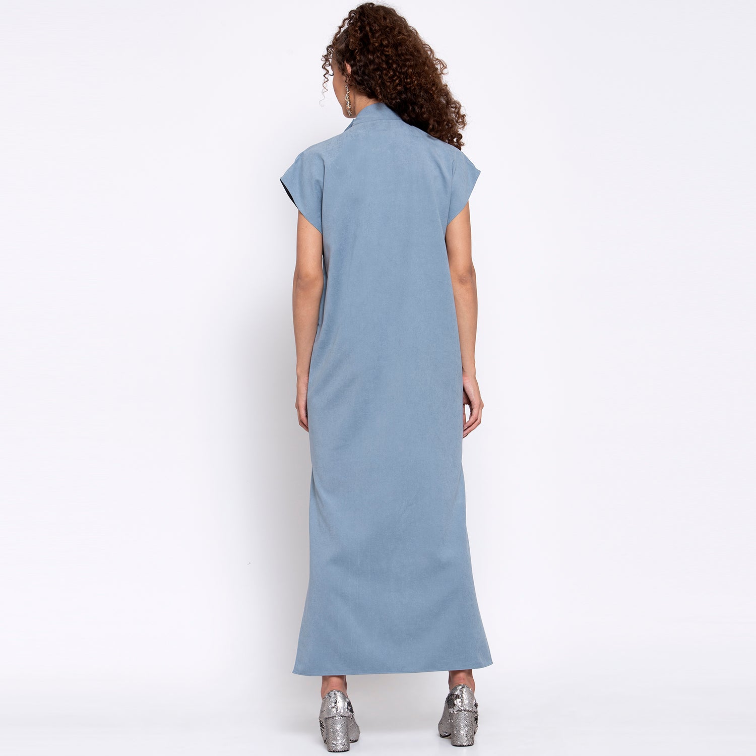 Blue Long Dress With Buttons