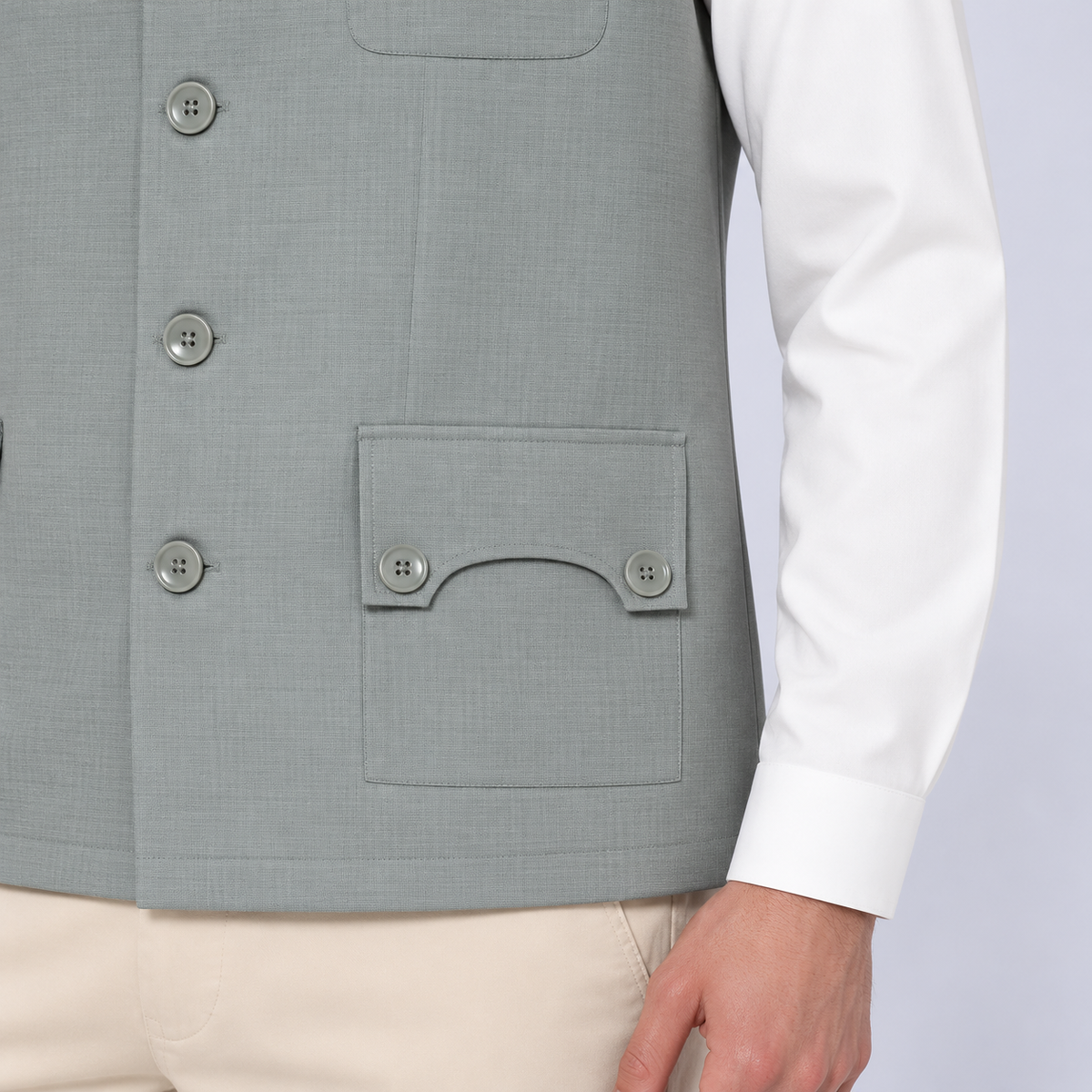 Light Green Shaket Without Sleeve