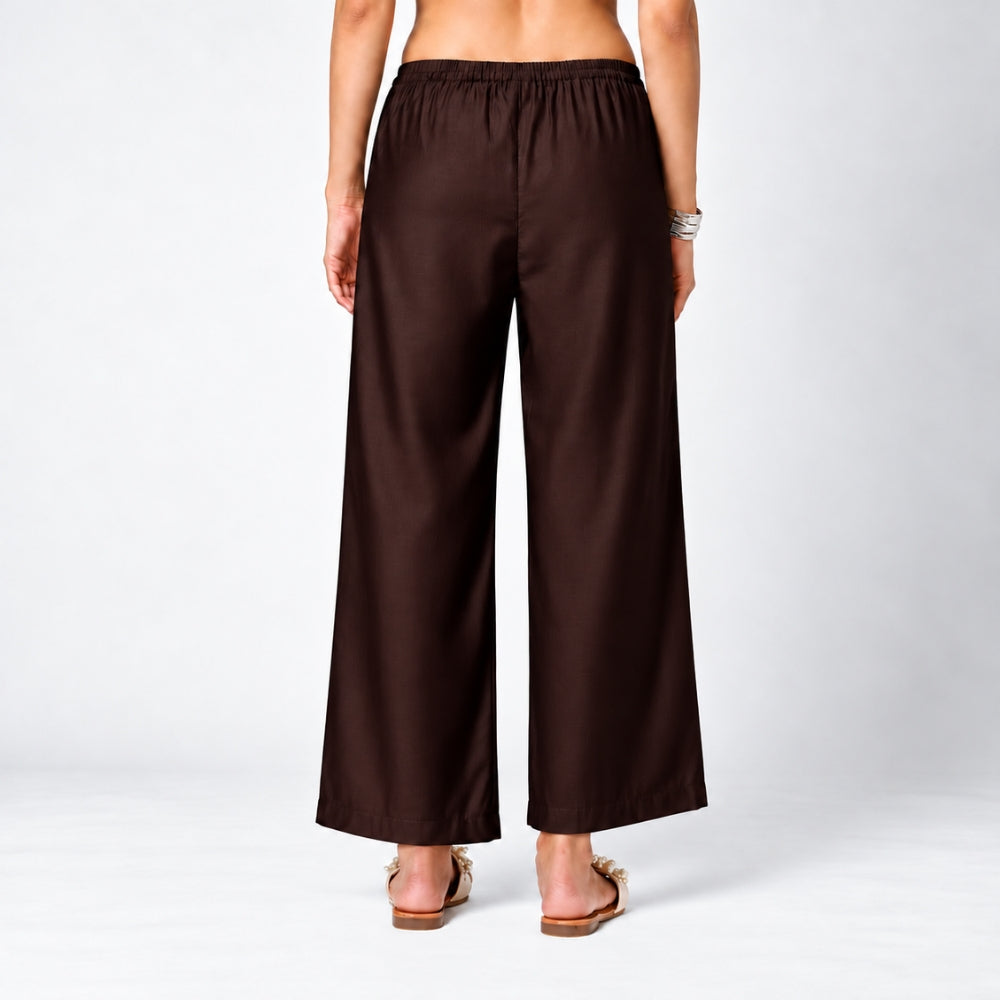 Maroon Suede Satin Palazzo