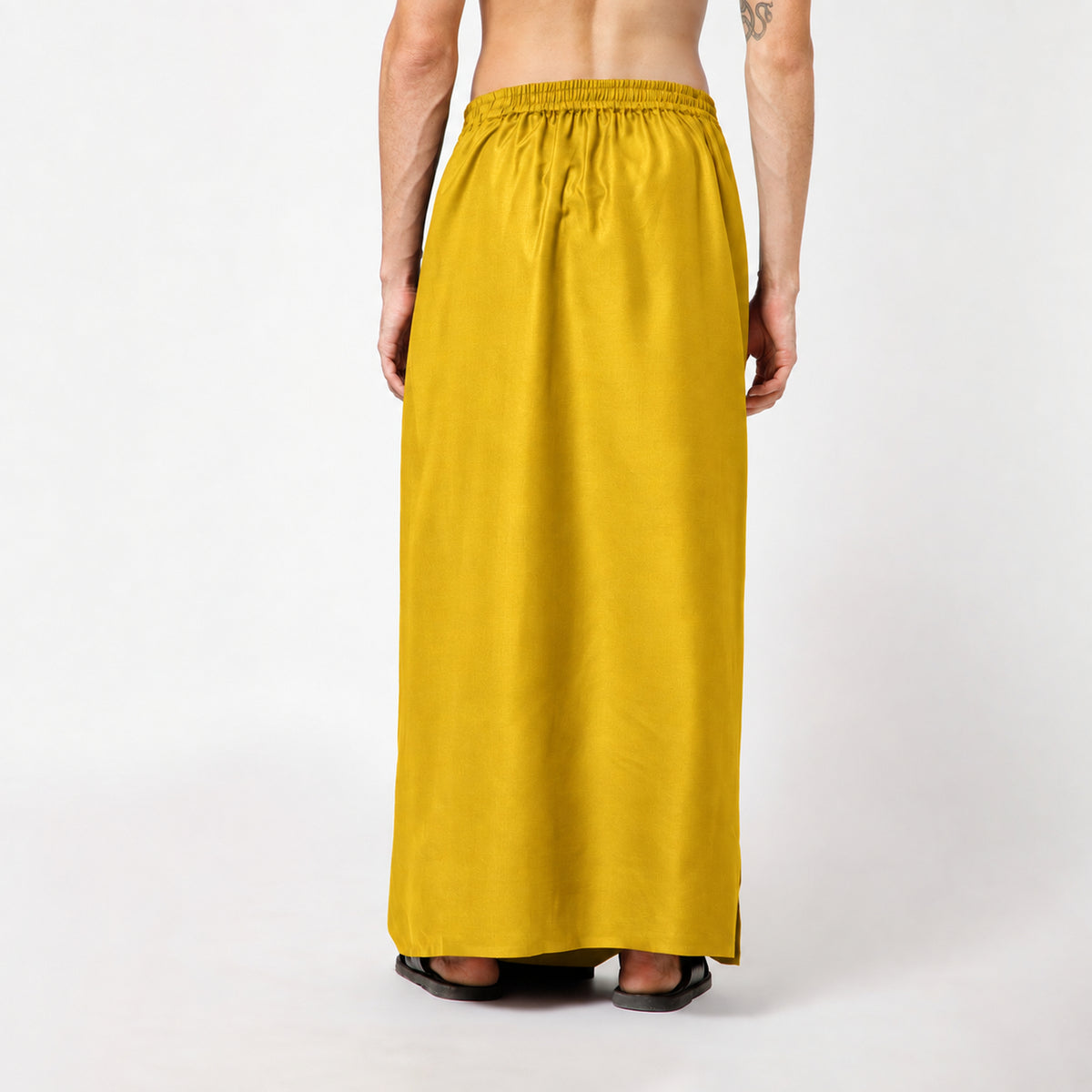 Olive Silk Dhoti With Elasticated Waistband