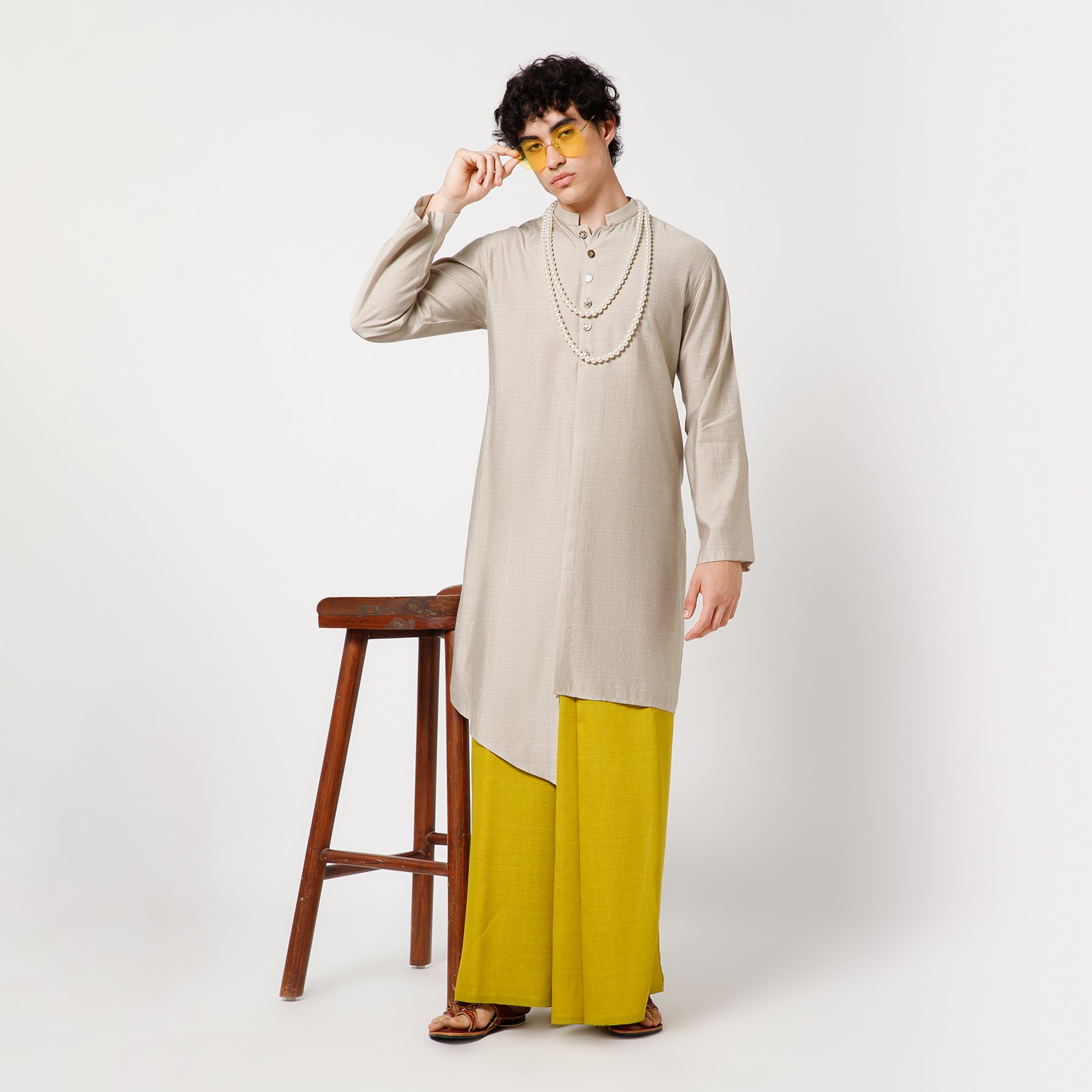 Olive Silk Dhoti