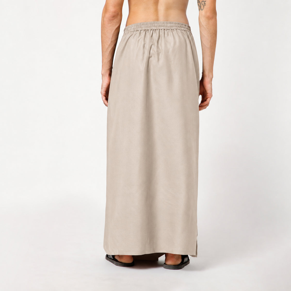 Beige Silk Dhoti With Elasticated Waistband