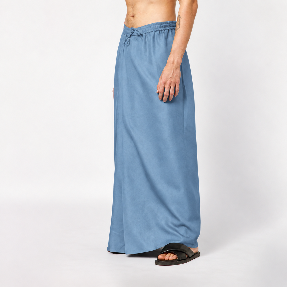 Blue Silk Dhoti With Elasticated Waistband