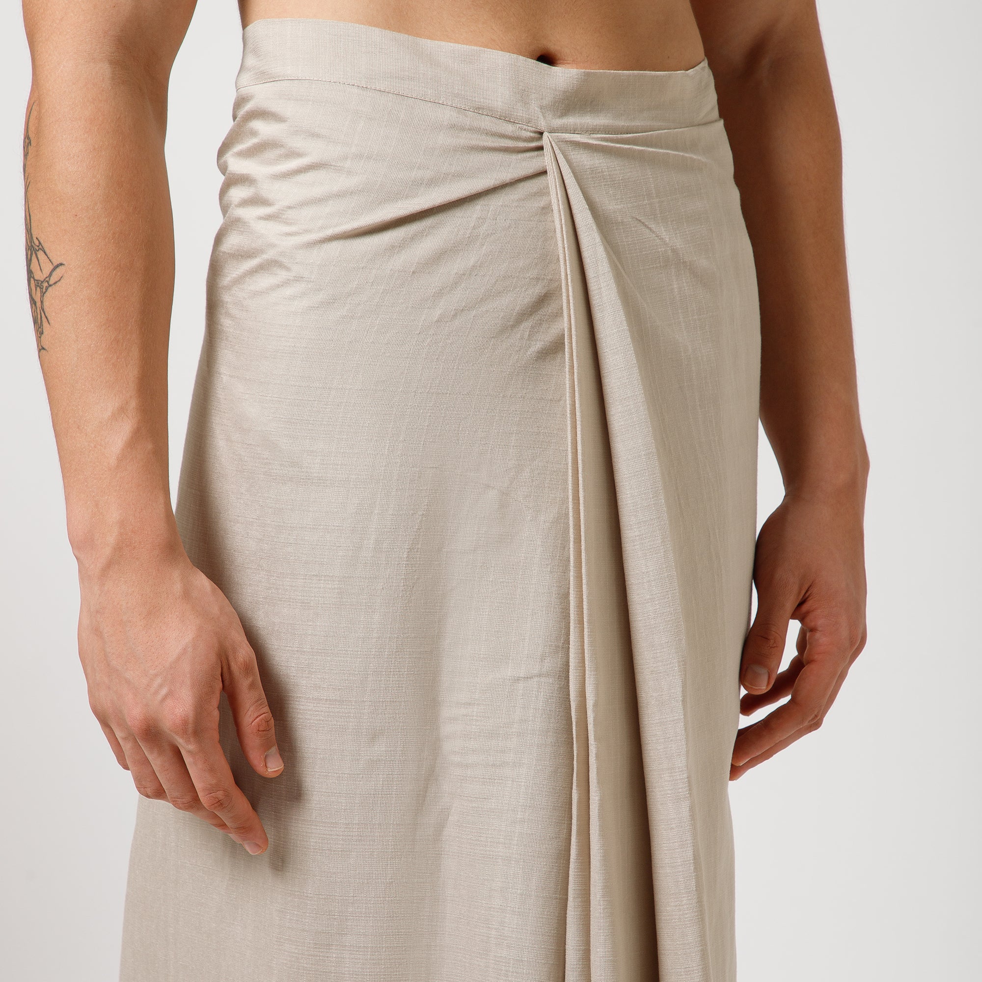 Beige Silk Dhoti