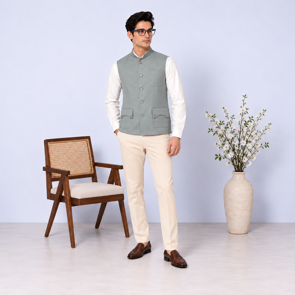 Light Green Shaket Without Sleeve