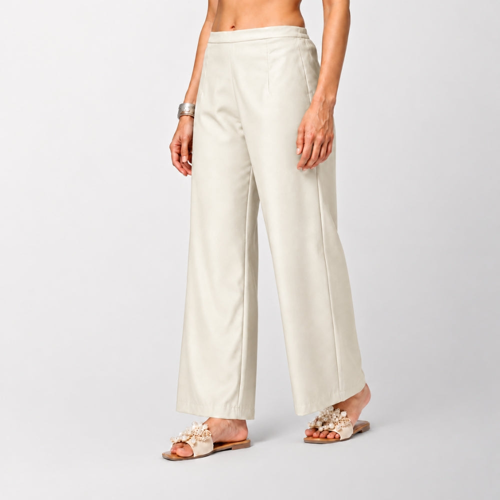 Off White Suede Satin Palazzo