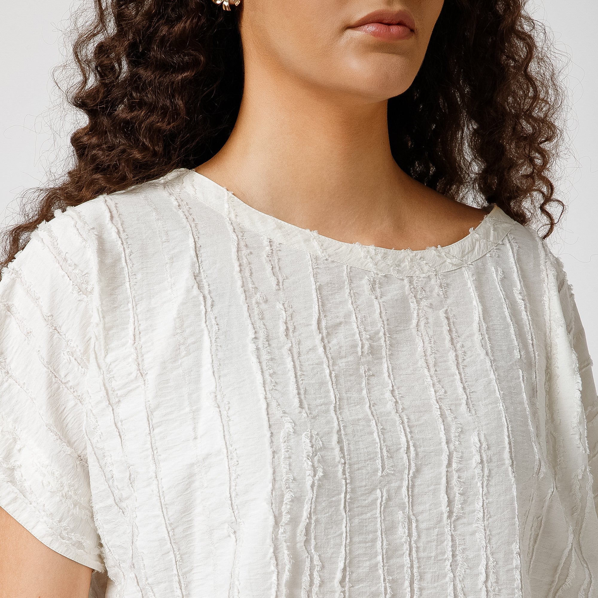 Off White Top Textured Fabric Top