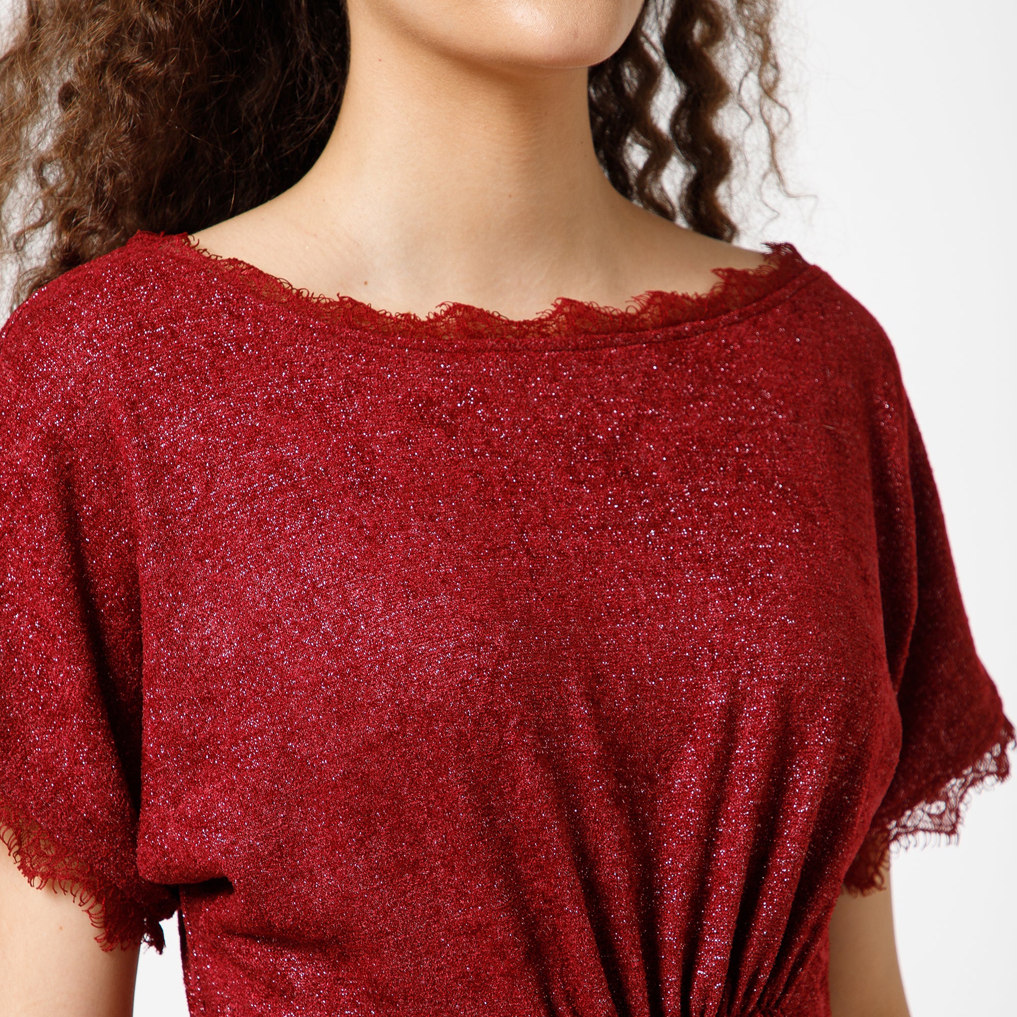 Maroon Velvet French Lace Top