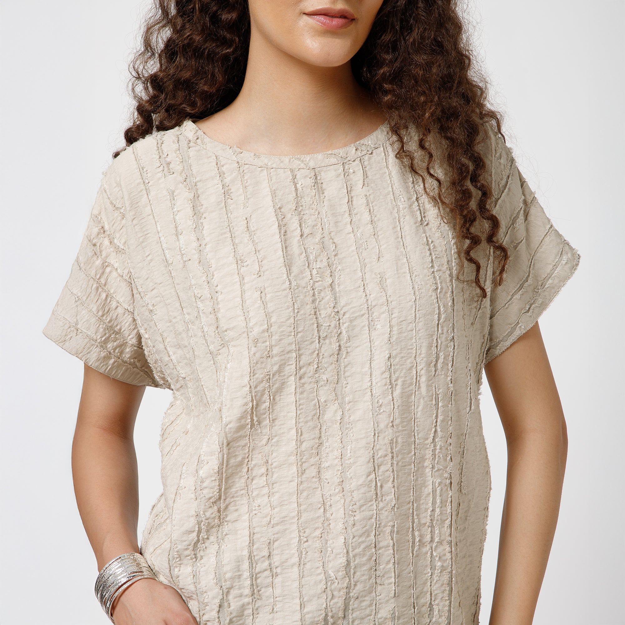Beige Top Textured Fabric Top