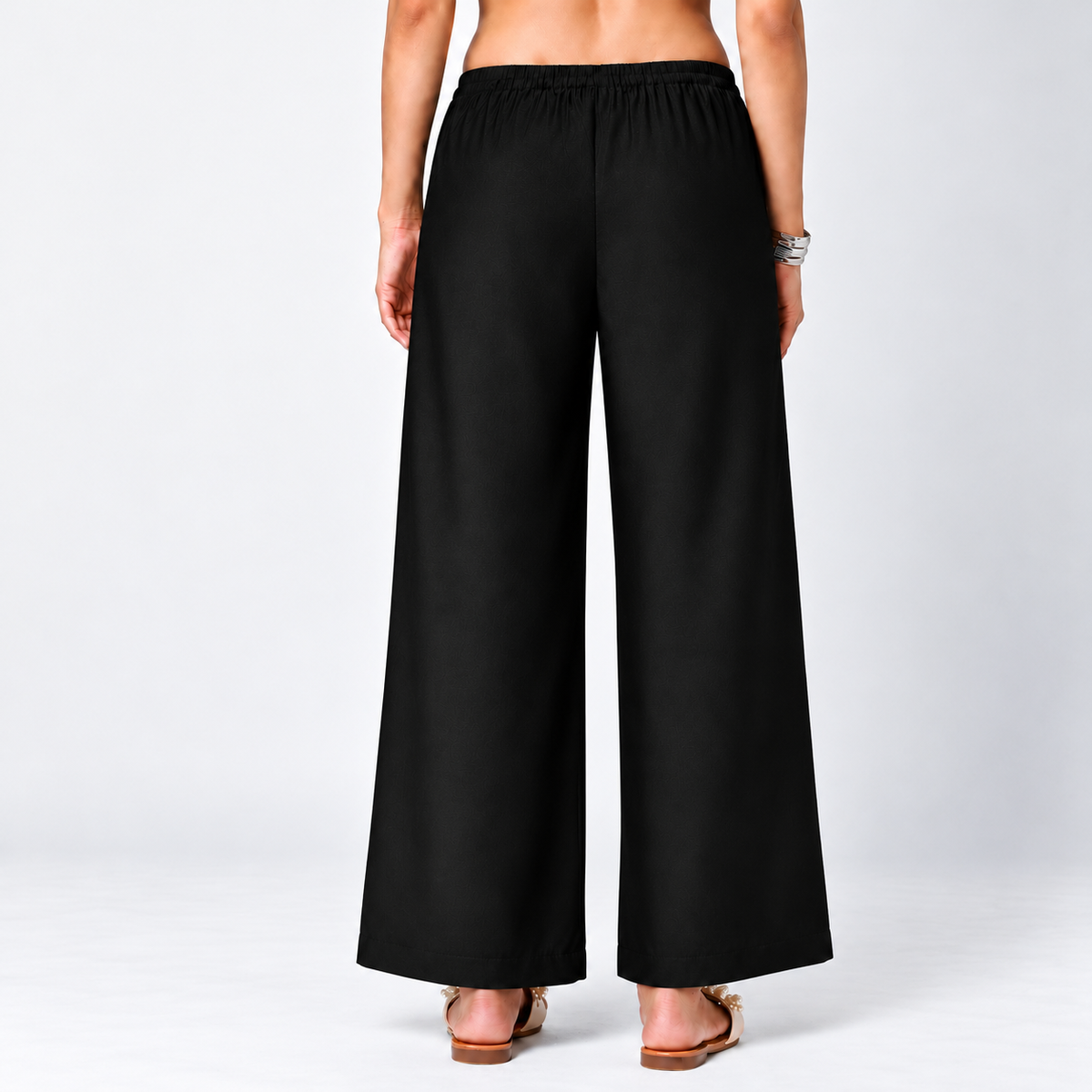 Black Suede Satin Palazzo