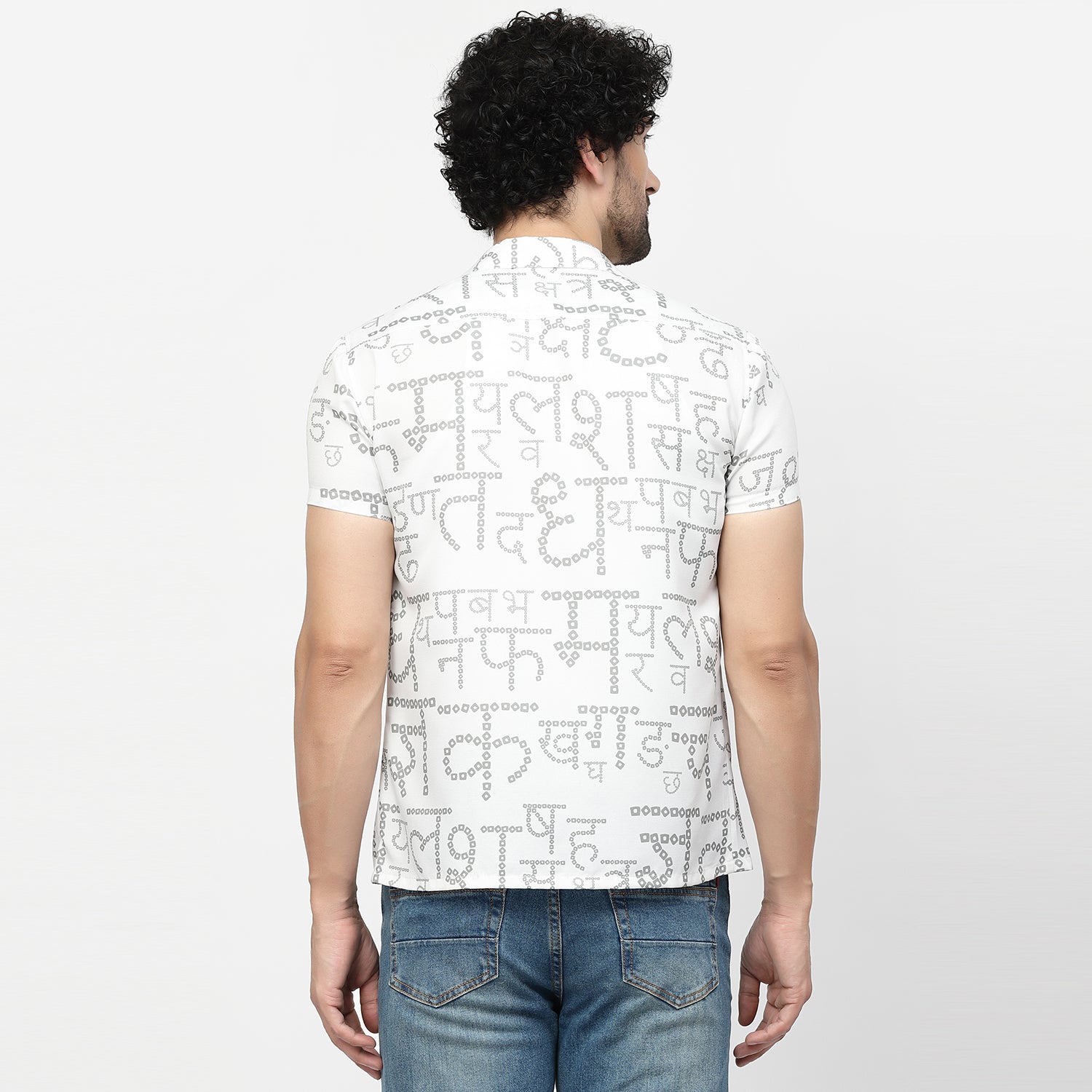 Bandhani Print Alphabet Shirt for Men-4