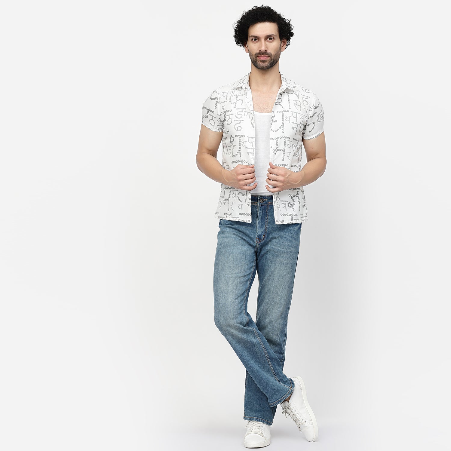 Bandhani Print Alphabet Shirt for Men-6