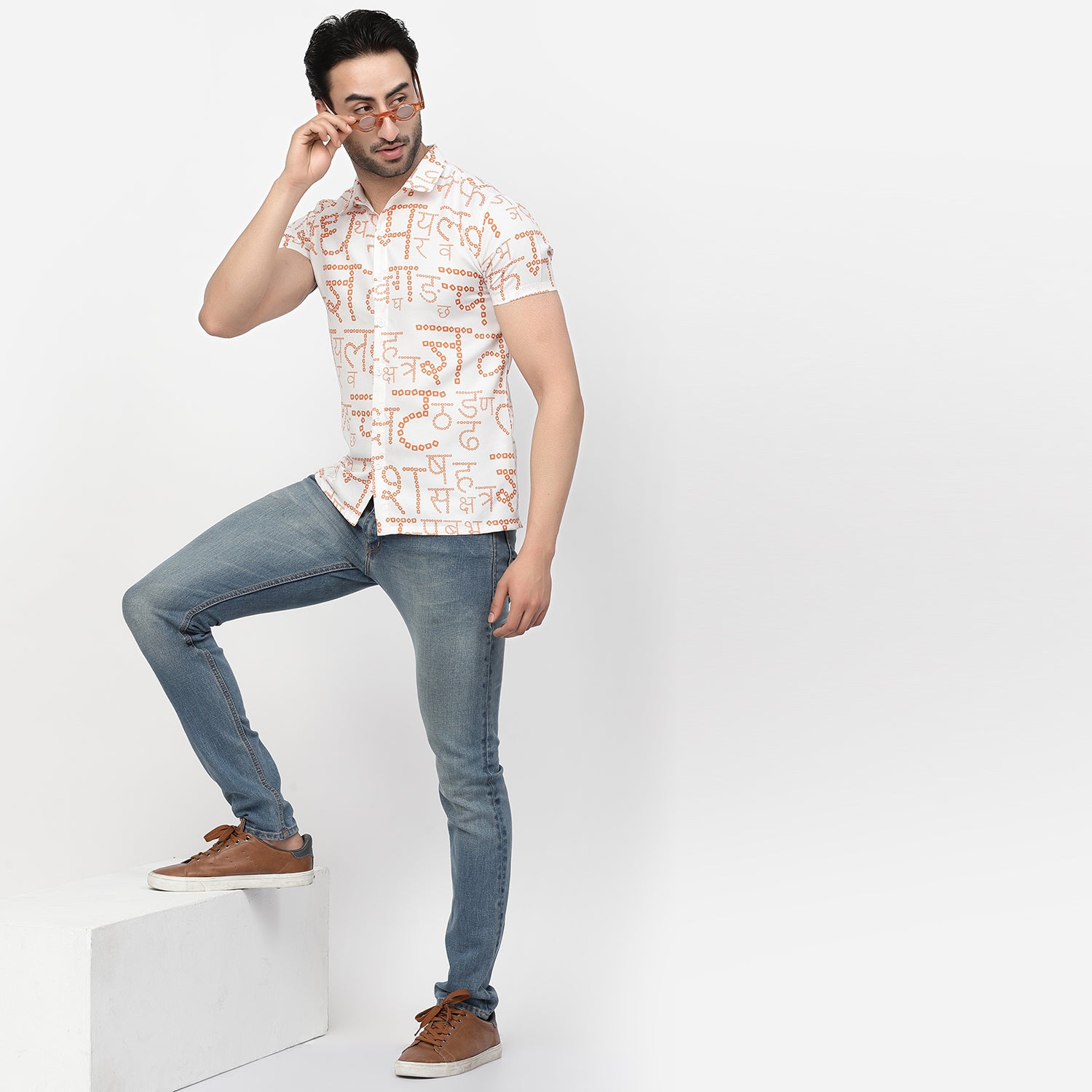Bandhani Print Alphabet Stylish Shirt for men-5