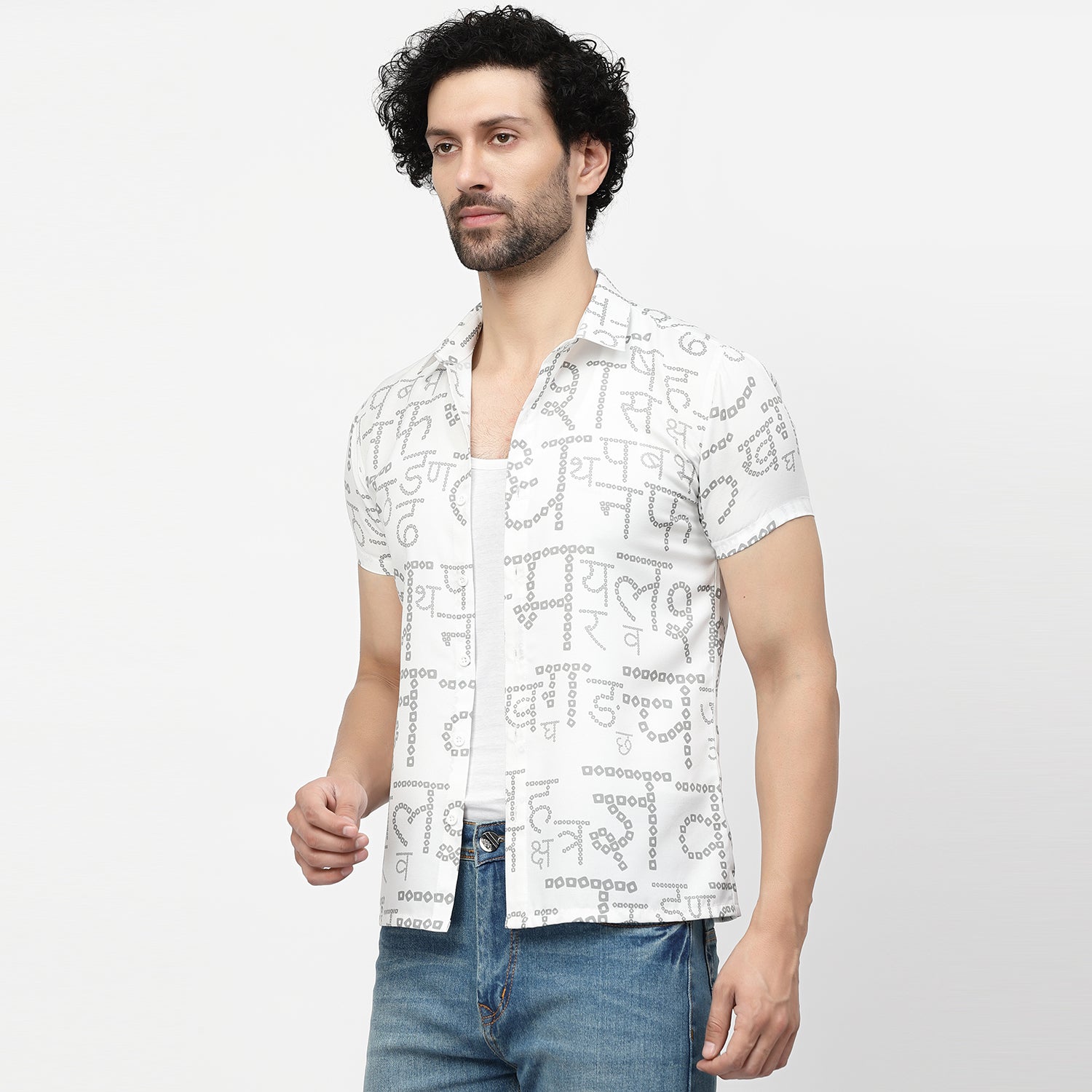Bandhani Print Alphabet Shirt for Men-2