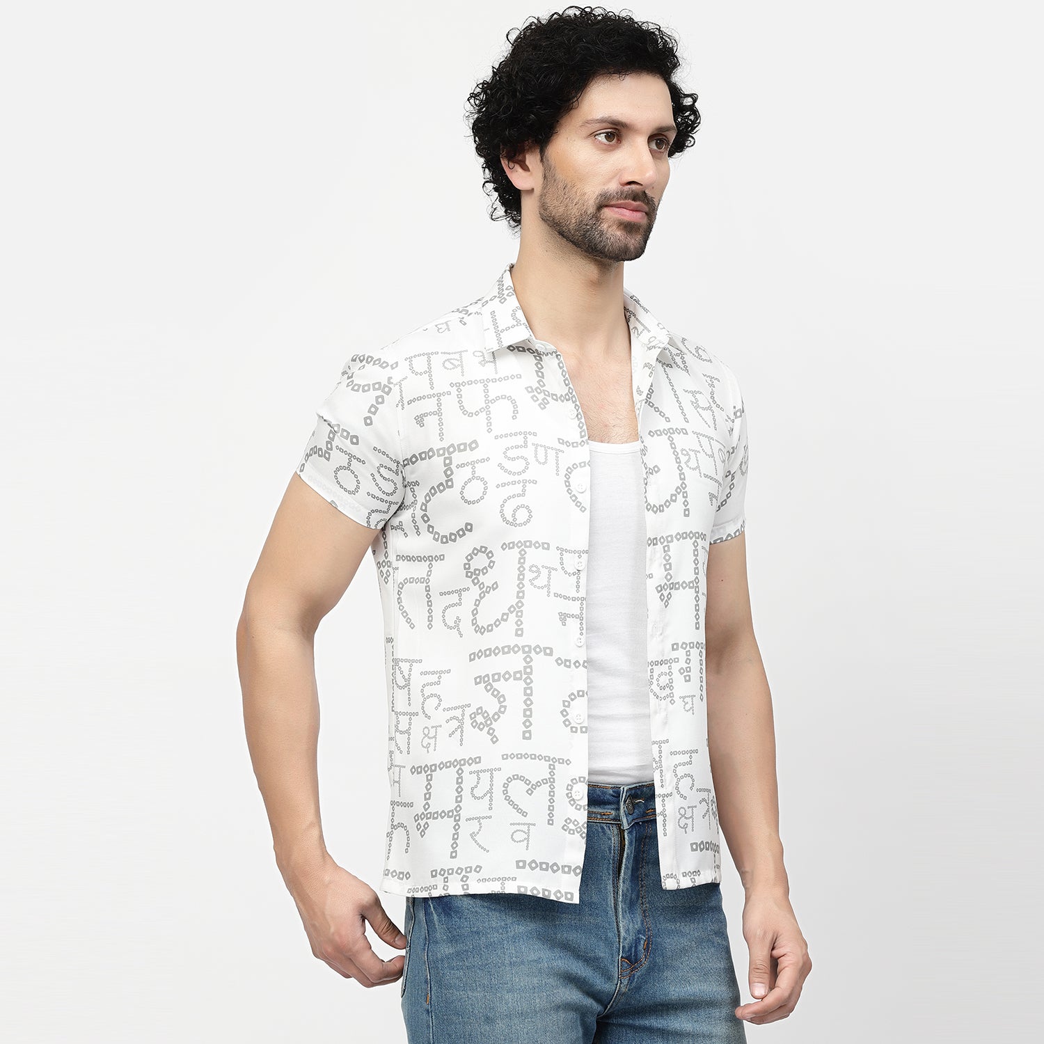 Bandhani Print Alphabet Shirt for Men-3