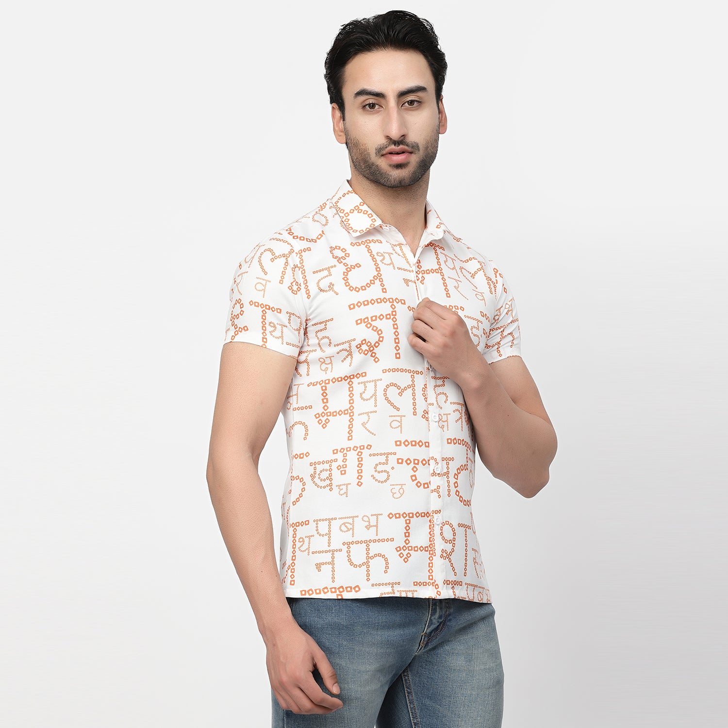 Bandhani Print Alphabet Shirt, shirts for men, men shirts, designer shirts, stylish shirts, shirt design