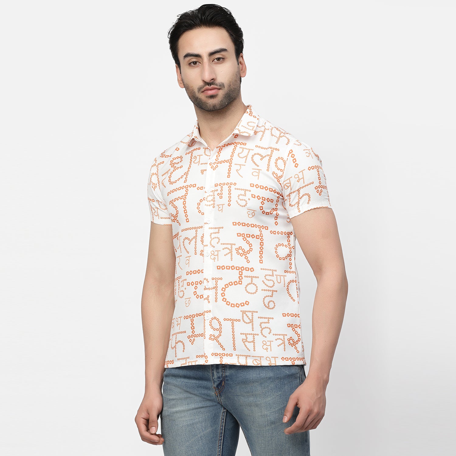 Bandhani Print Alphabet Shirt, shirts for men, men shirts, designer shirts, stylish shirts, shirt design