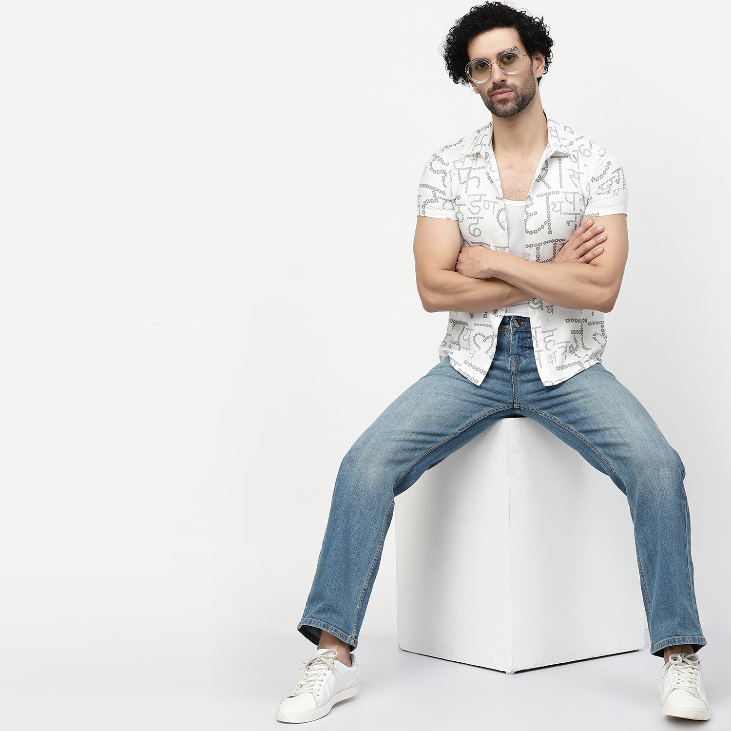 Bandhani Print Alphabet Shirt for Men-6