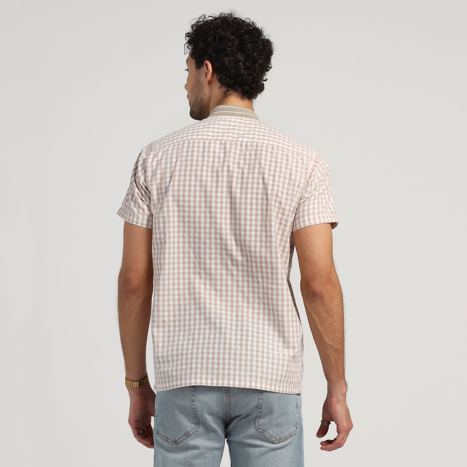Buy Beige Check Shirt for Men-5