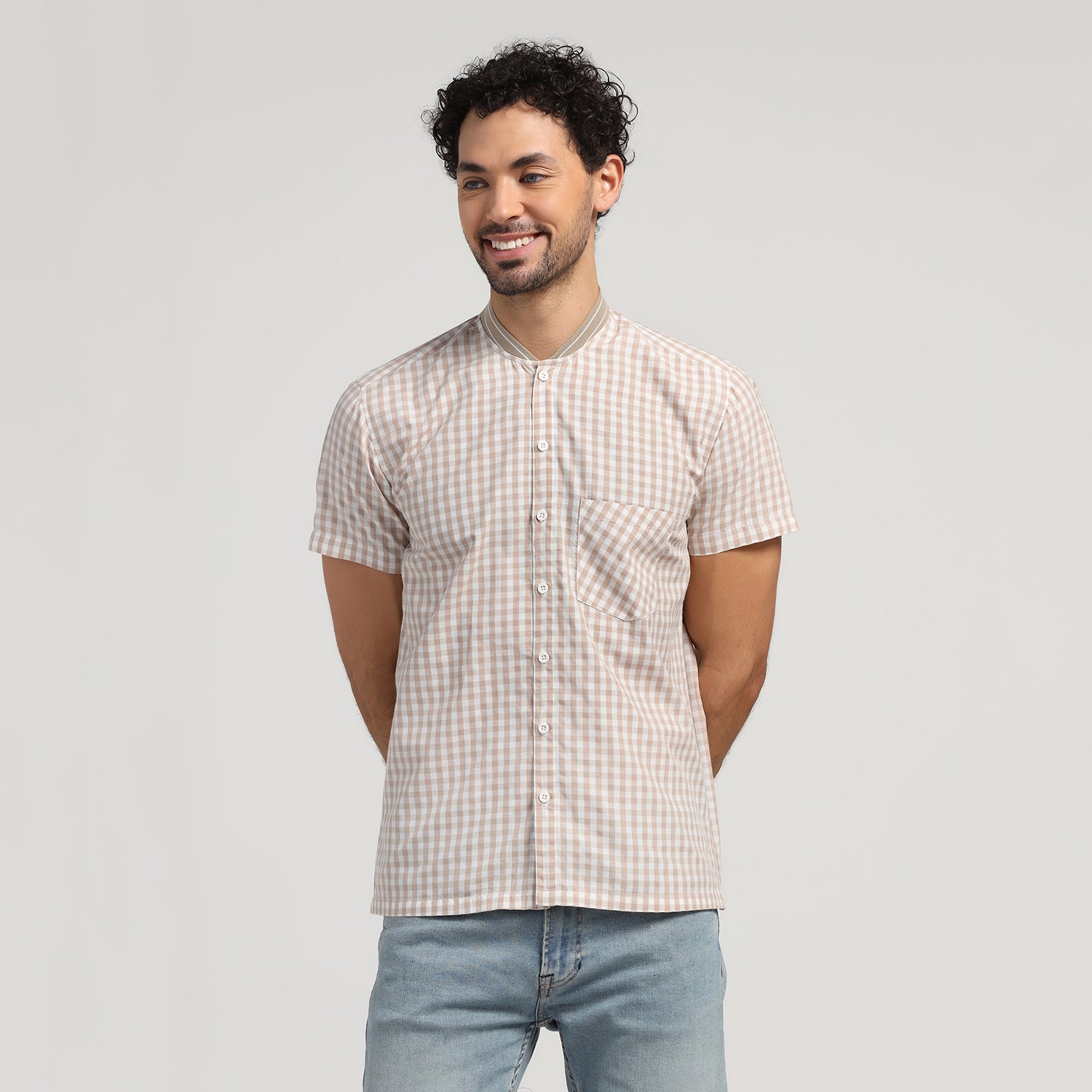 Buy Beige Check Shirt for Men-1