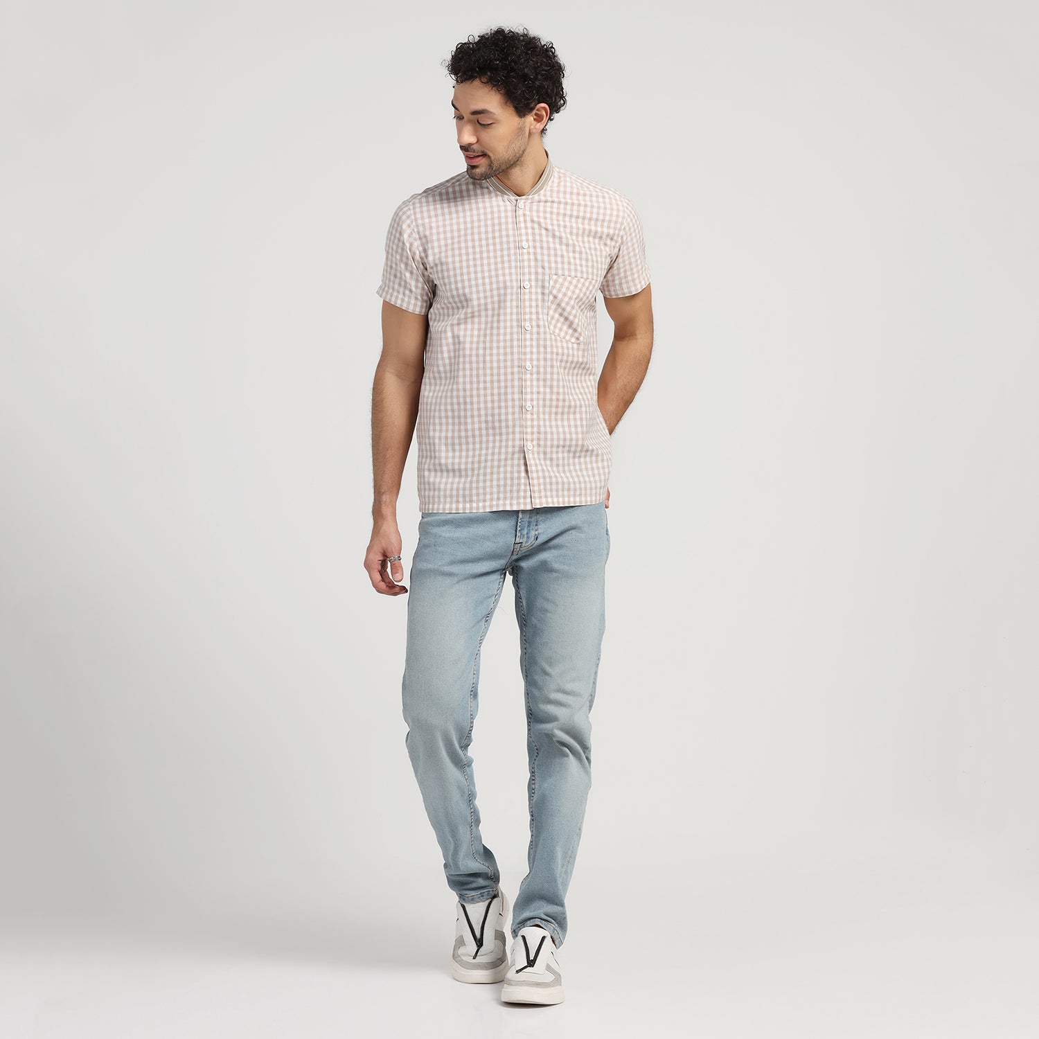 Buy Beige Check Shirt for Men-6