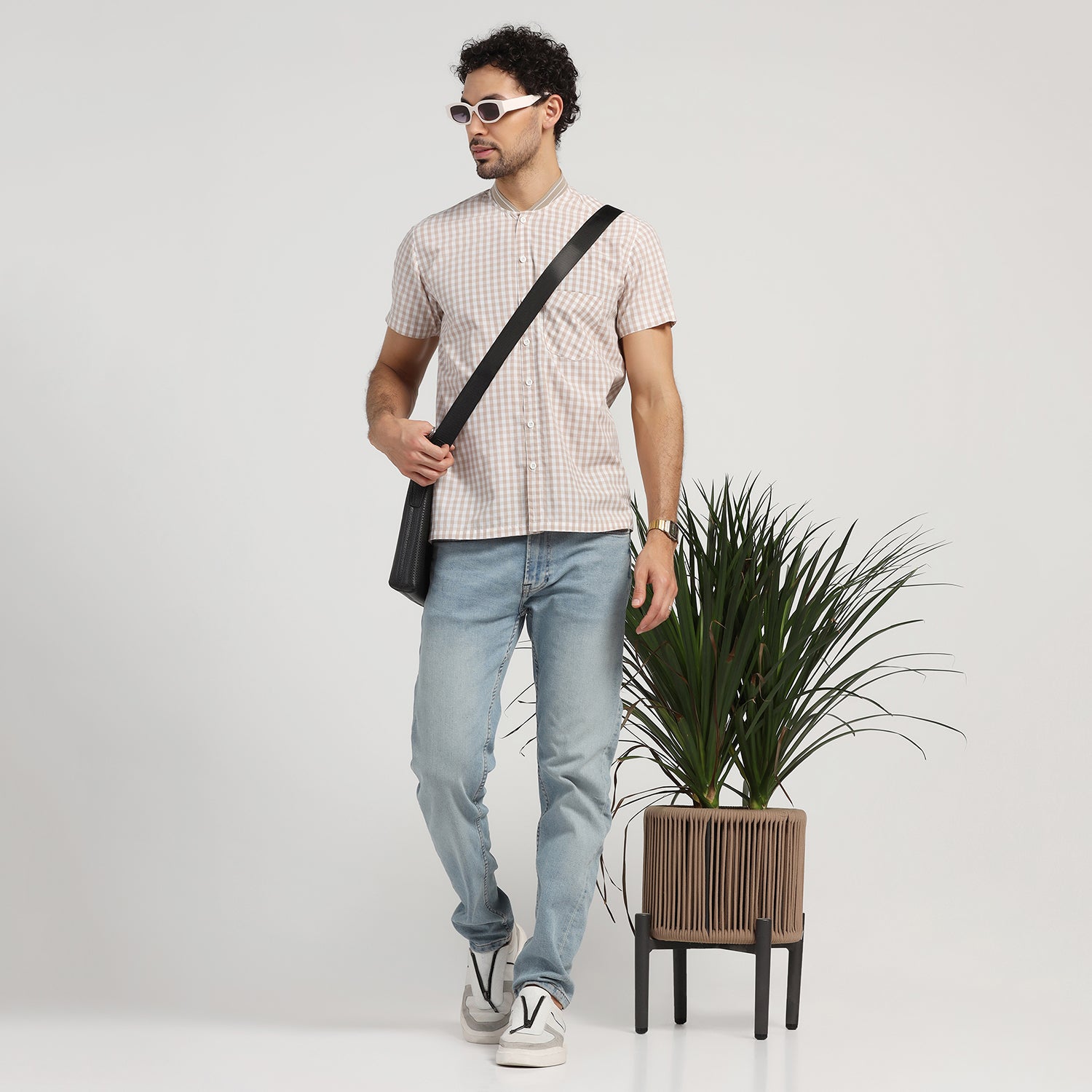 Buy Beige Check Shirt for Men-7