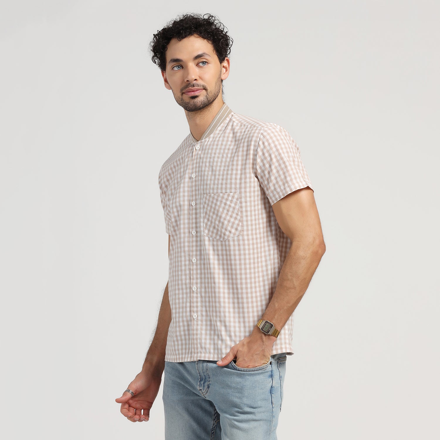 Buy Beige Check Shirt for Men-2