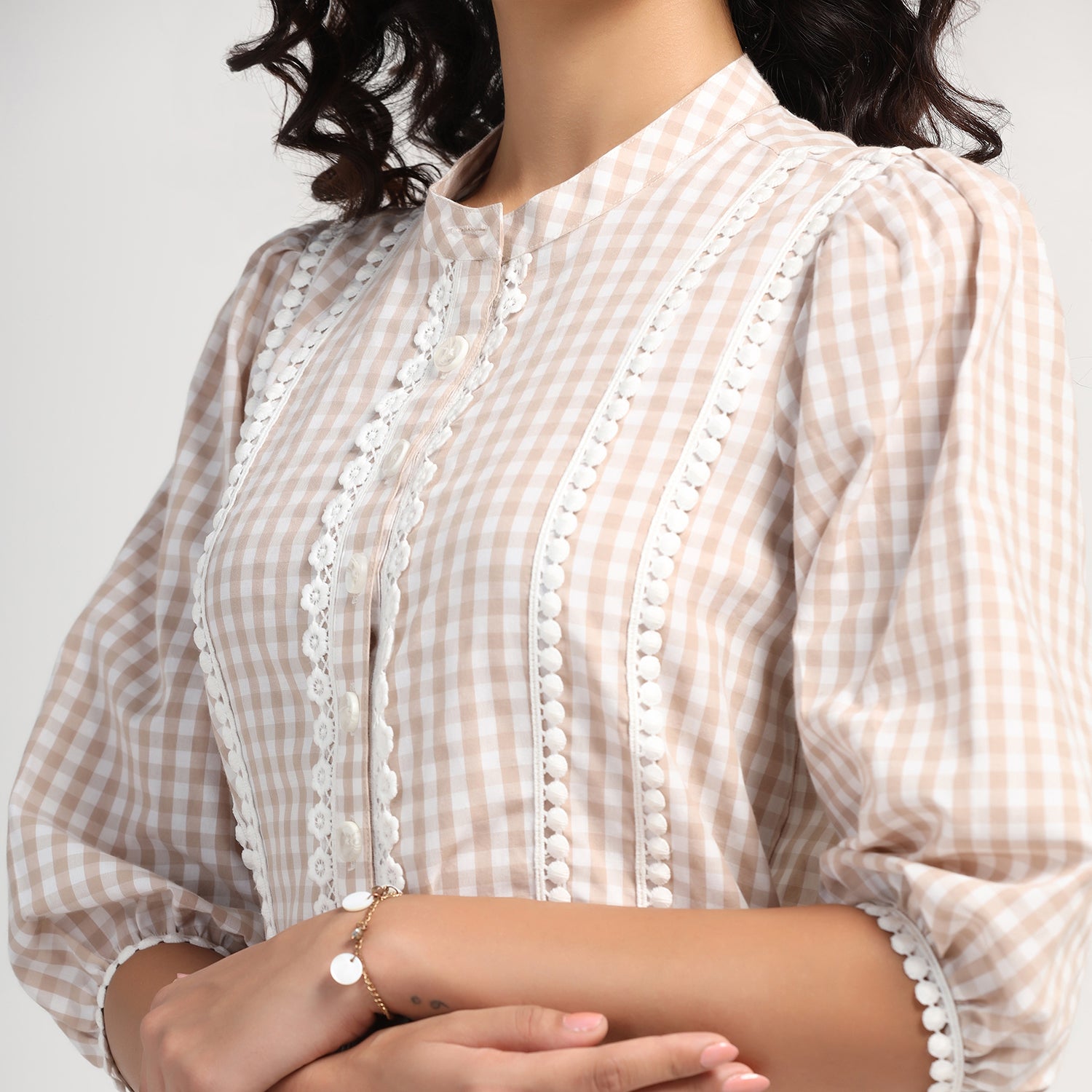 Beige Check Short Dress With Laces, skirts for women, long skirts for women, crop top and skirt, women in short skirts