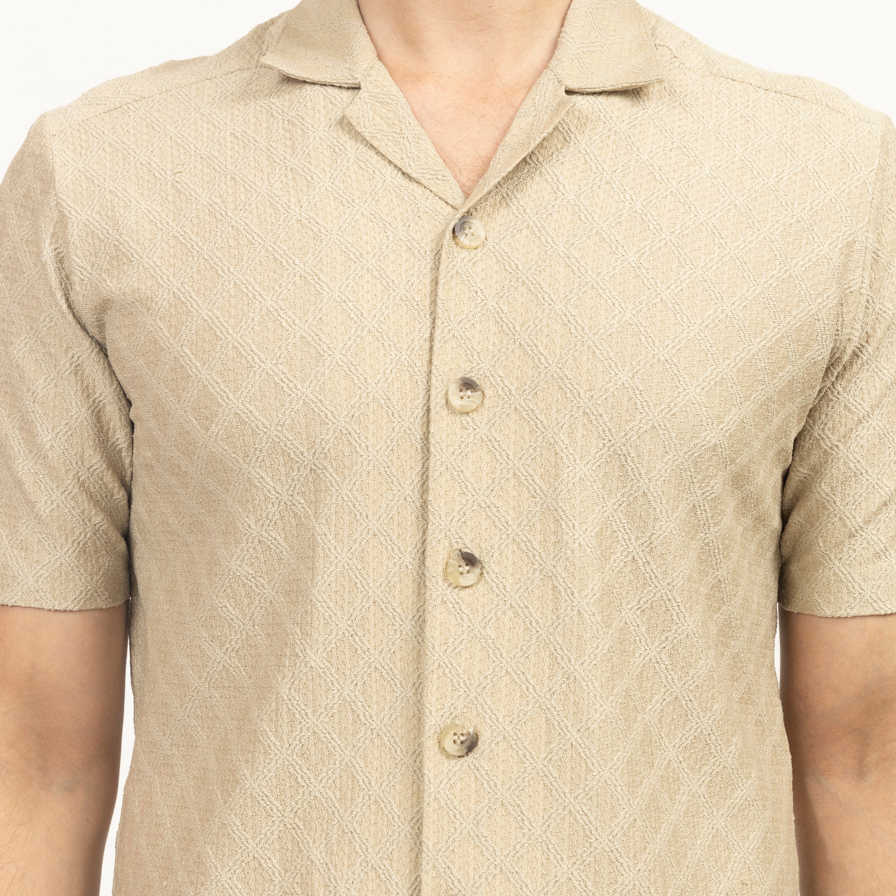 Beige Diamond Textured Lycra Shirt, men shirt, shirts for men, shirts, design, buttons, color