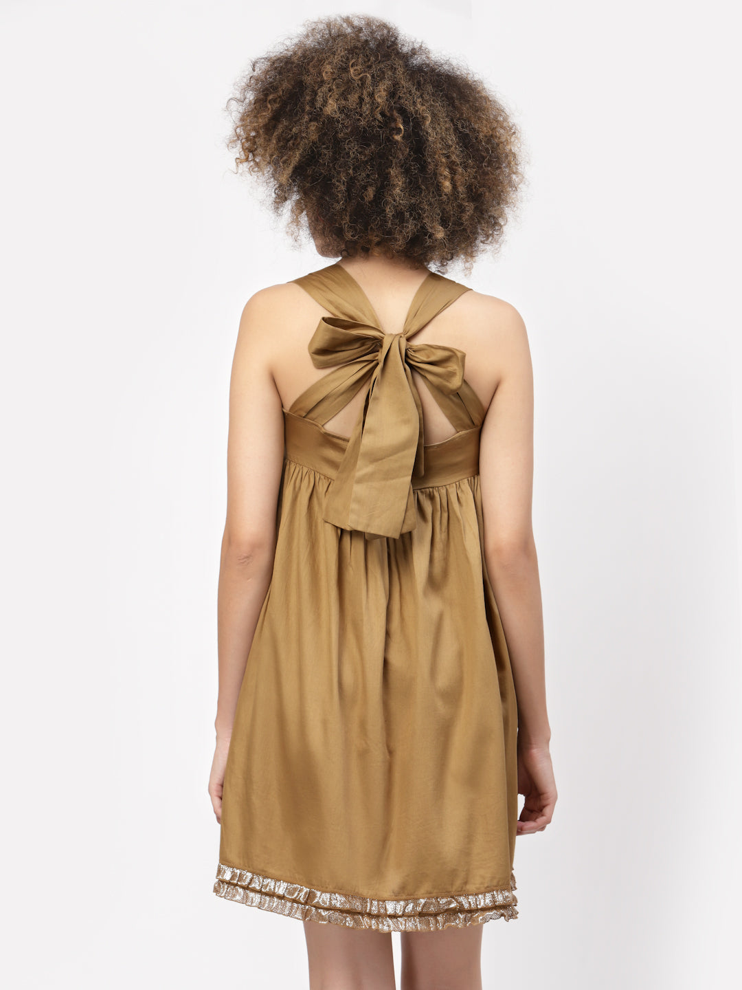 Beige Halter Dress With Frill Heart Pocket, Mesh Dress , Party dress , Holographic print dress , sequins dress